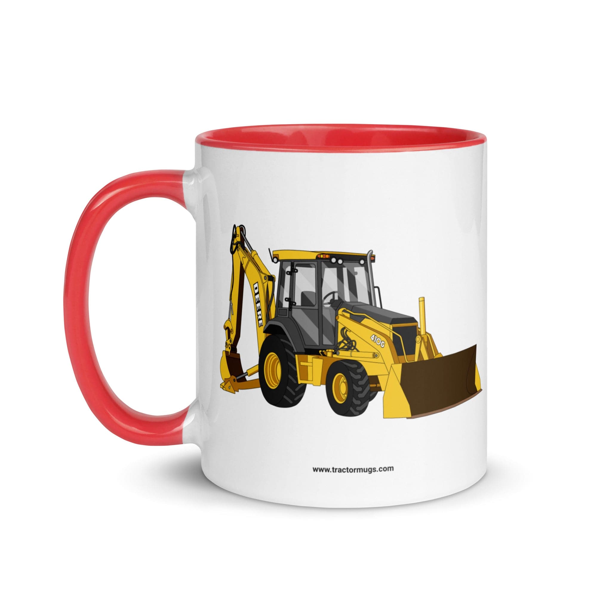 The Tractor Mugs Store John Deere 410G Backhoe | Mug with Color Inside Quality Farmers Merch