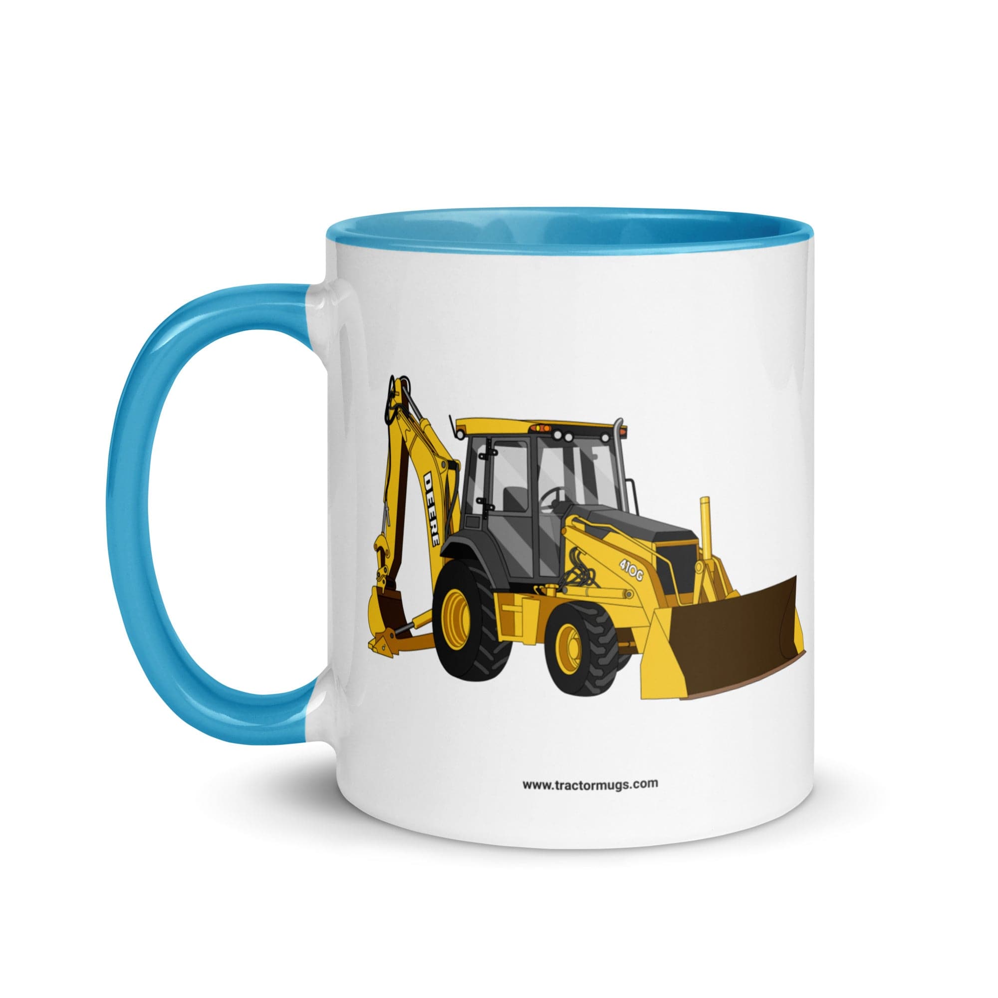 The Tractor Mugs Store John Deere 410G Backhoe | Mug with Color Inside Quality Farmers Merch