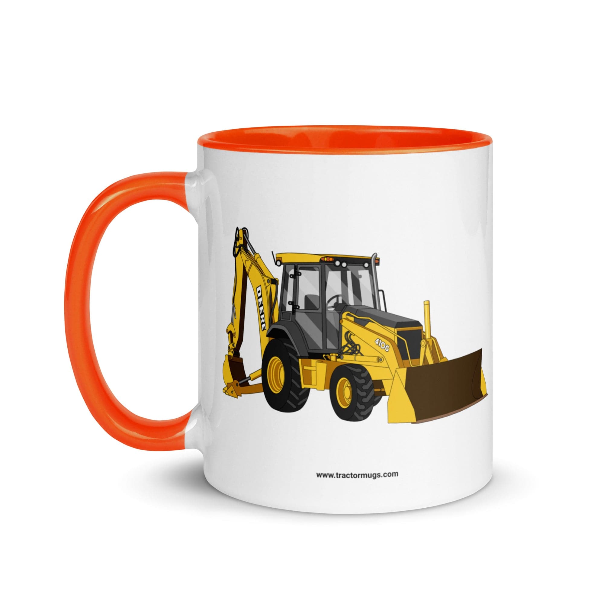 The Tractor Mugs Store John Deere 410G Backhoe | Mug with Color Inside Quality Farmers Merch