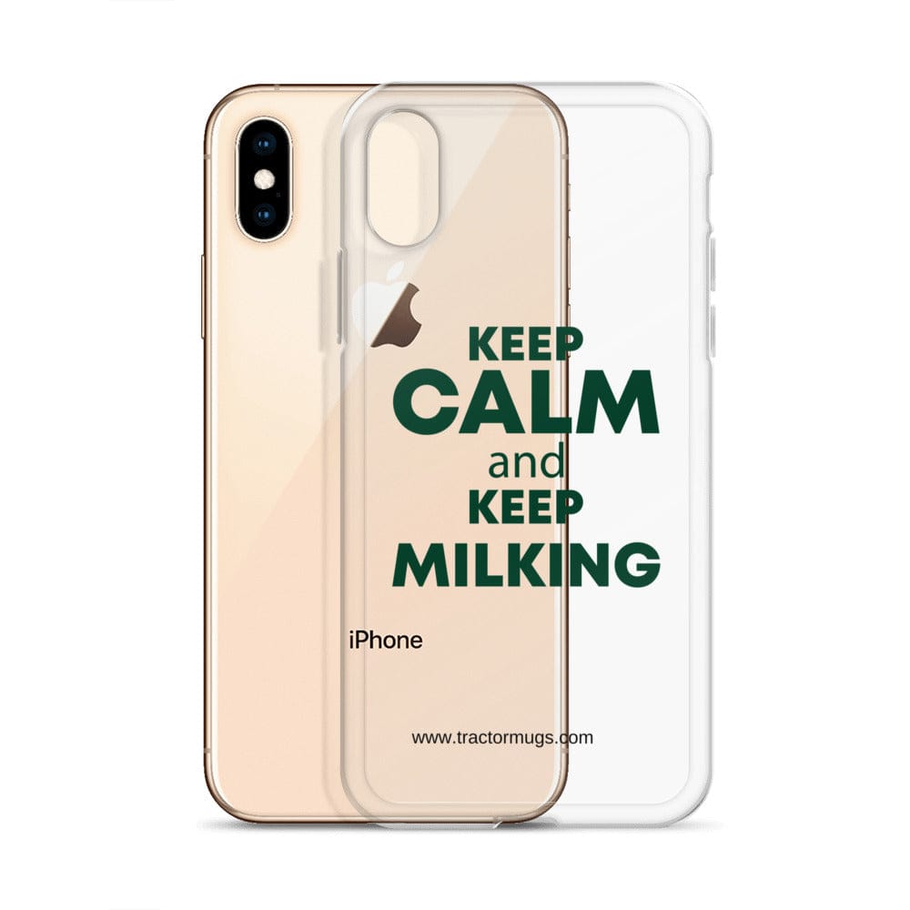 The Tractor Mugs Store KEEP CALM and KEEP MILKING | Clear Case for iPhone® Quality Farmers Merch
