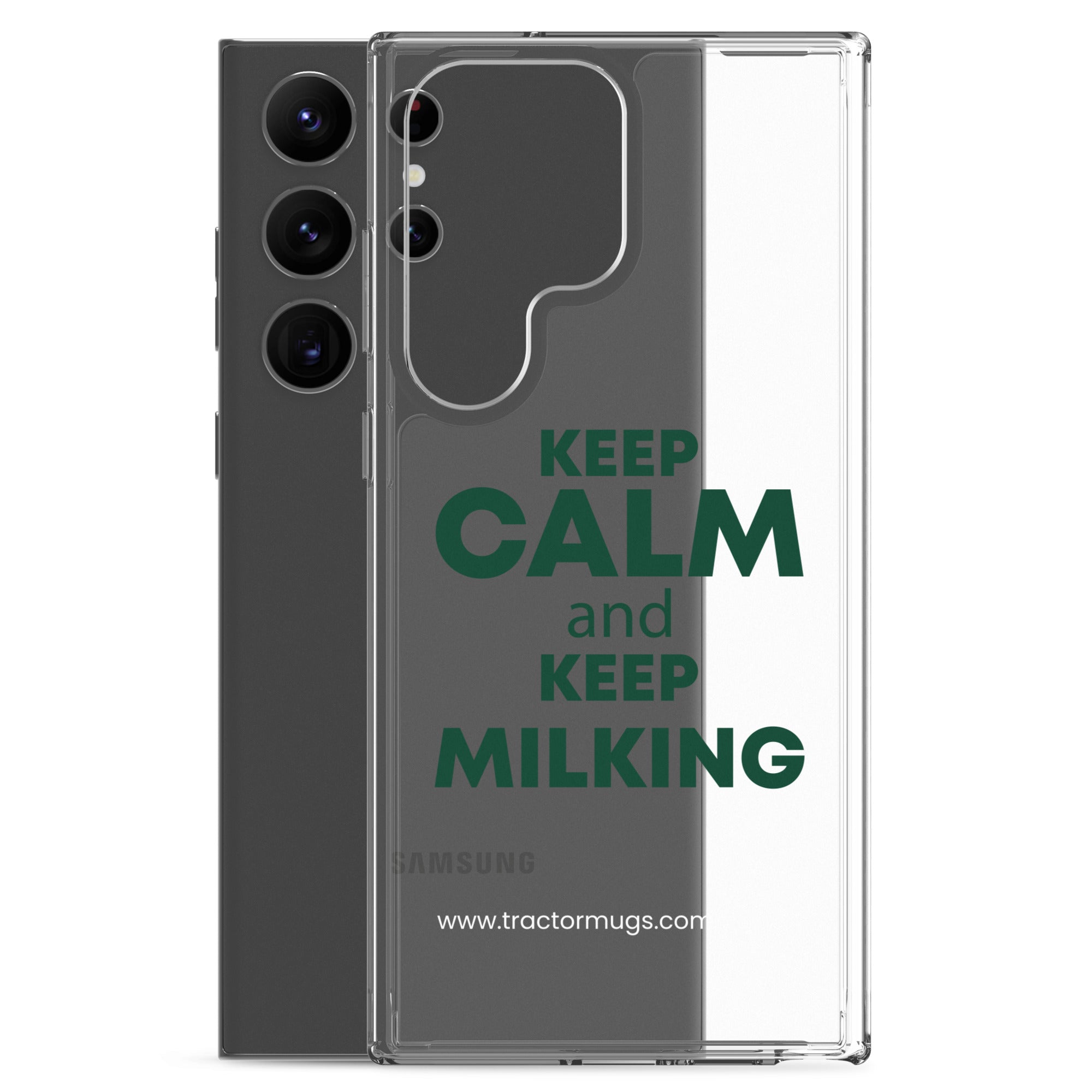 The Tractor Mugs Store KEEP CALM and KEEP MILKING | Clear Case for Samsung® Quality Farmers Merch