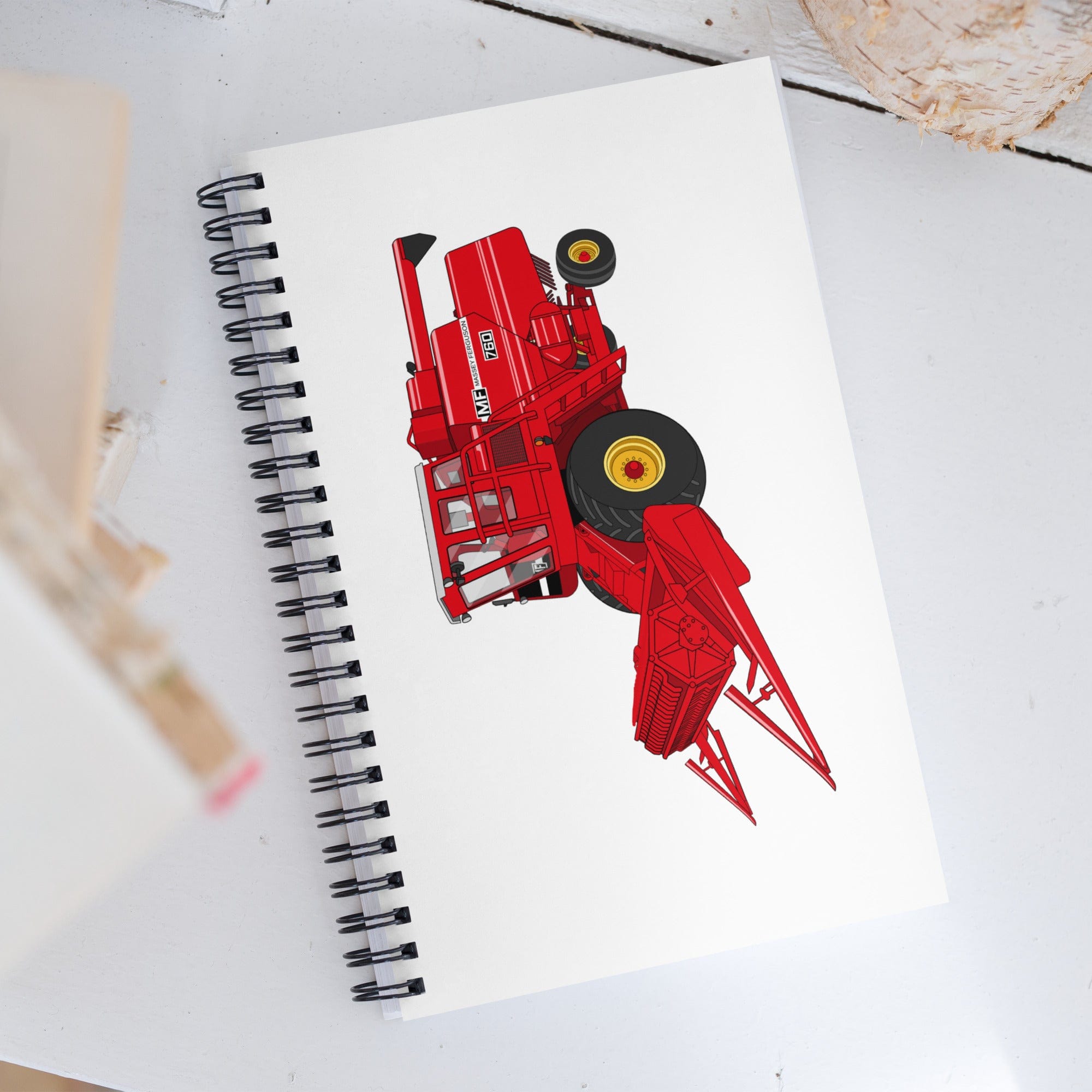 The Tractor Mugs Store Massey 760 Combine Harvester | Spiral notebook Quality Farmers Merch