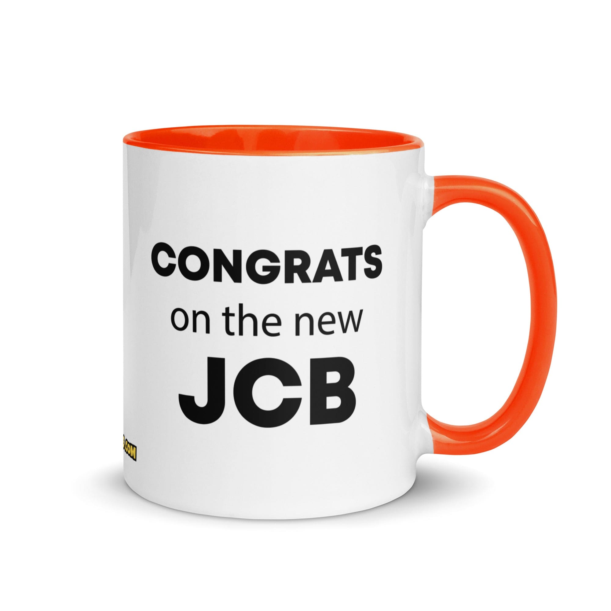 The Tractor Mugs Store Orange Congrats On The New JCB Mug with Color Inside Quality Farmers Merch