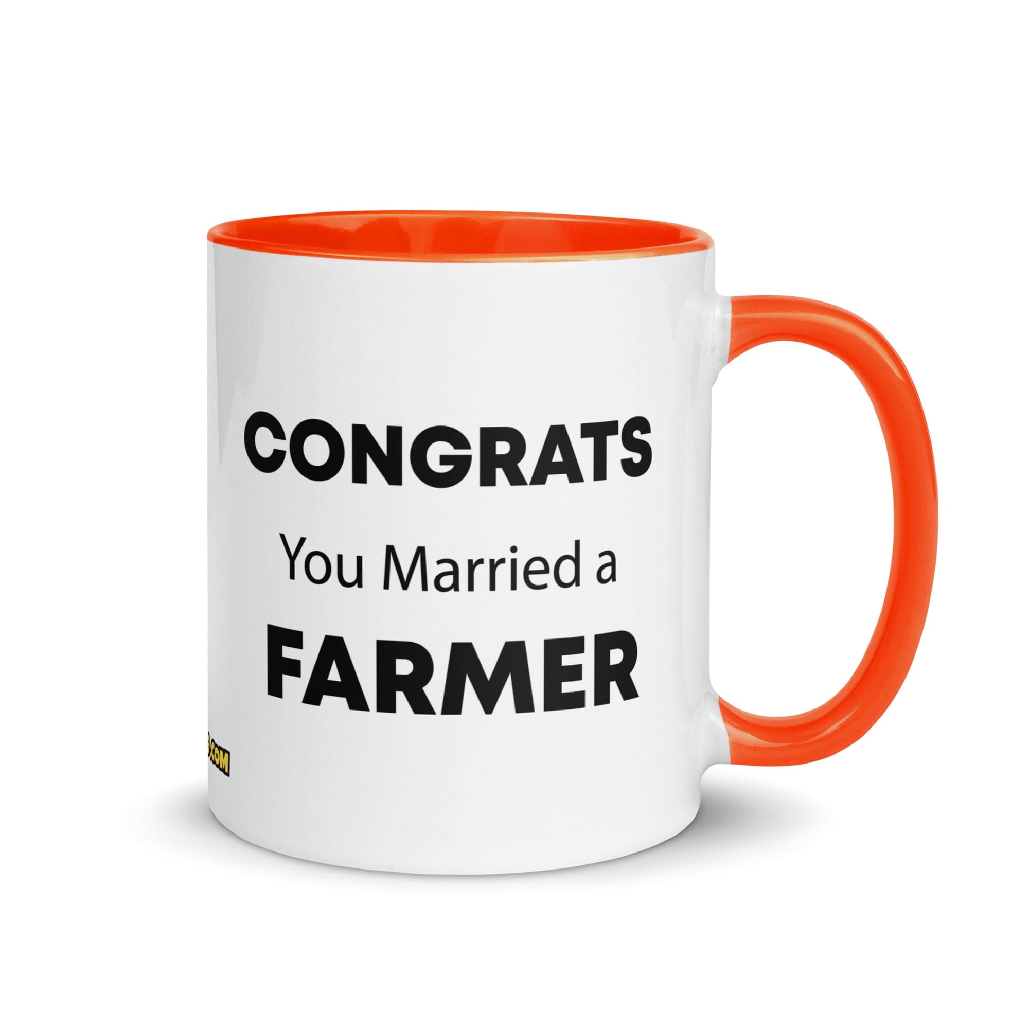The Tractor Mugs Store Orange Congrats You Married A Farmer | Mug with Color Inside Quality Farmers Merch