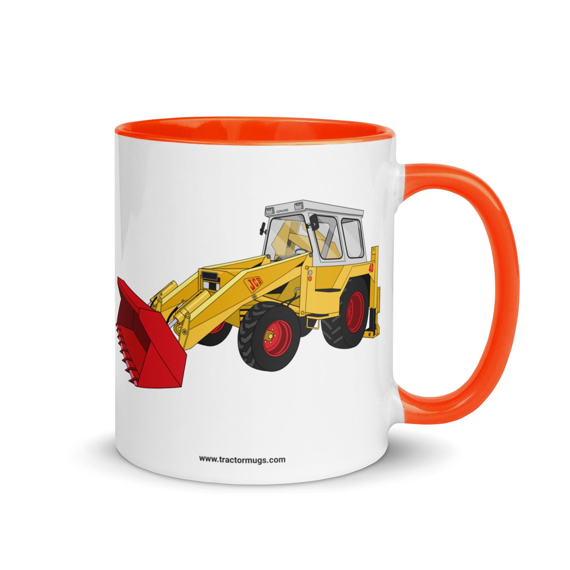 The Tractor Mugs Store Orange JCB 4D Backhoe | Mug with Color Inside Quality Farmers Merch
