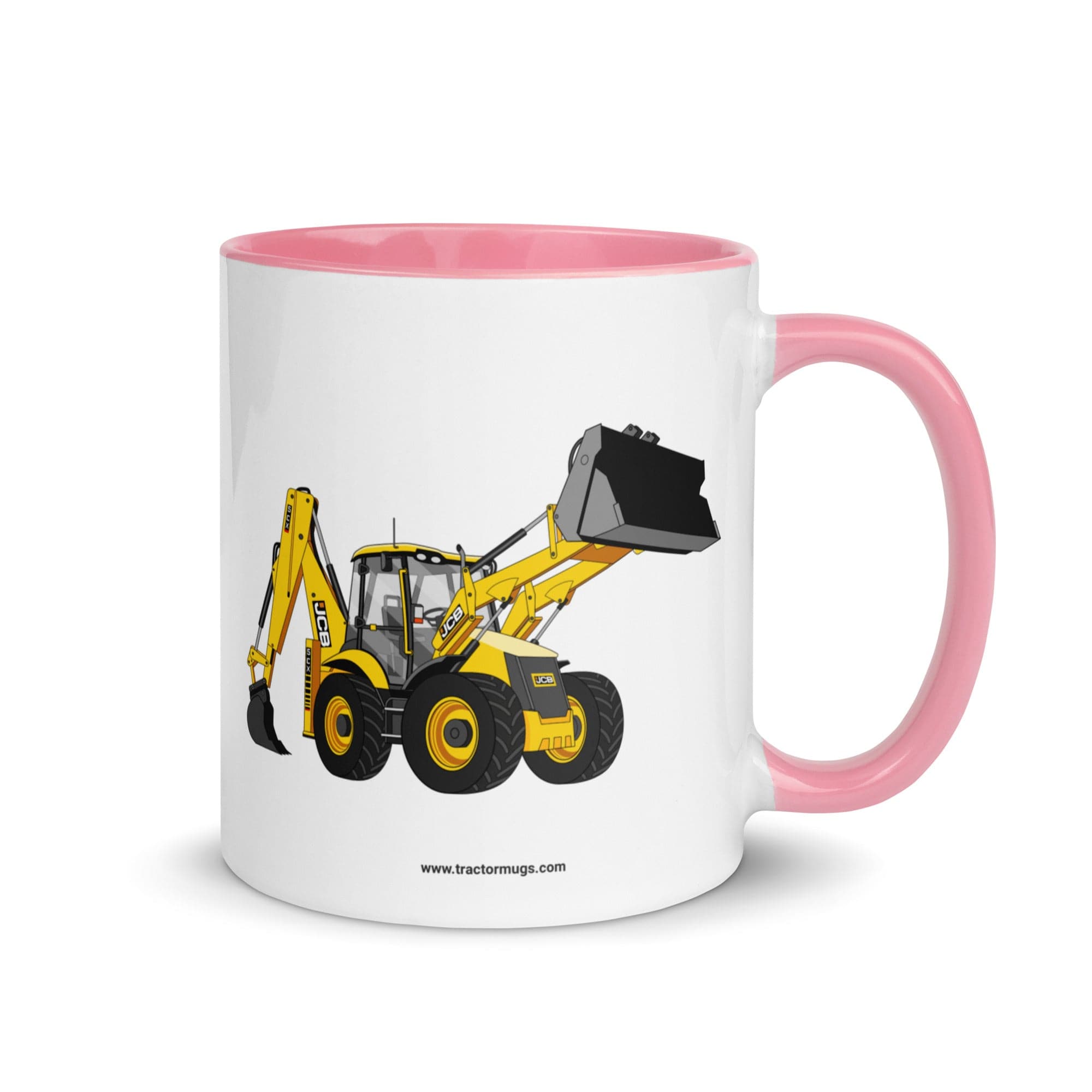 The Tractor Mugs Store Pink / 11 oz JCB 5CX Backhoe | Mug with Color Inside Quality Farmers Merch