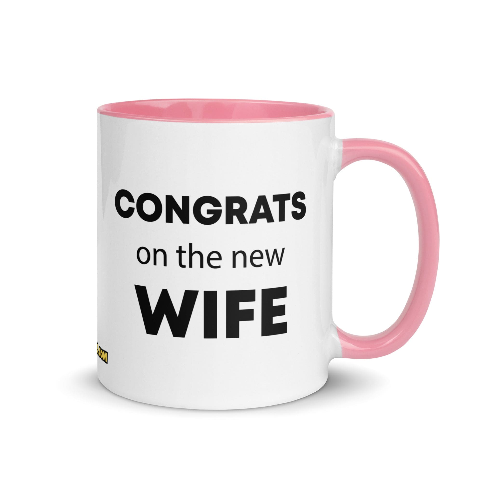 The Tractor Mugs Store Pink Congrats On the New Wife | Mug with Color Inside Quality Farmers Merch