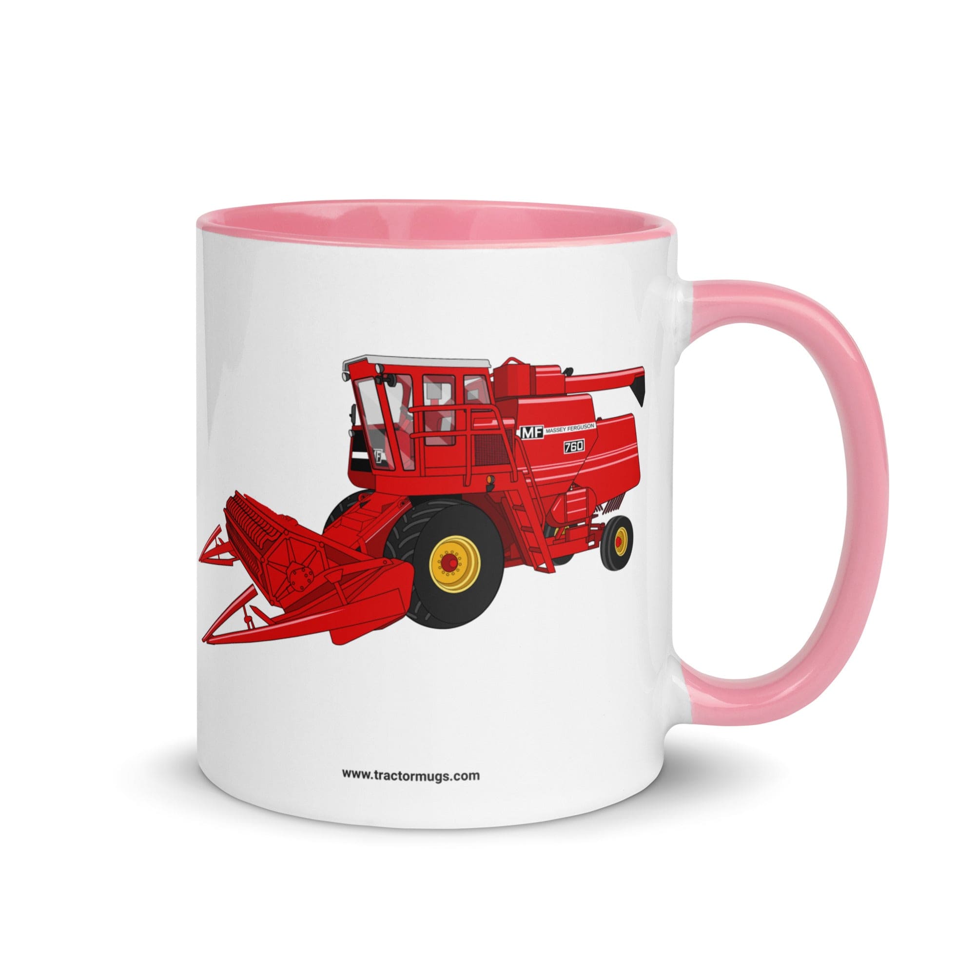 The Tractor Mugs Store Pink Massey 760 Combine Harvester | Mug with Color Inside Quality Farmers Merch