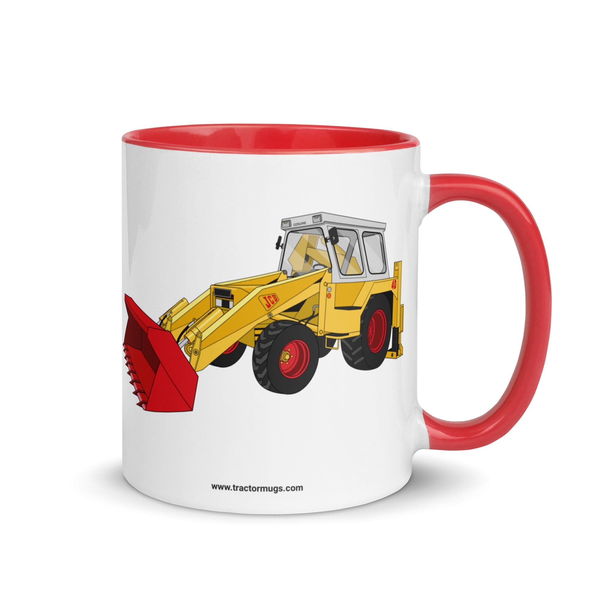 The Tractor Mugs Store Red JCB 4D Backhoe | Mug with Color Inside Quality Farmers Merch