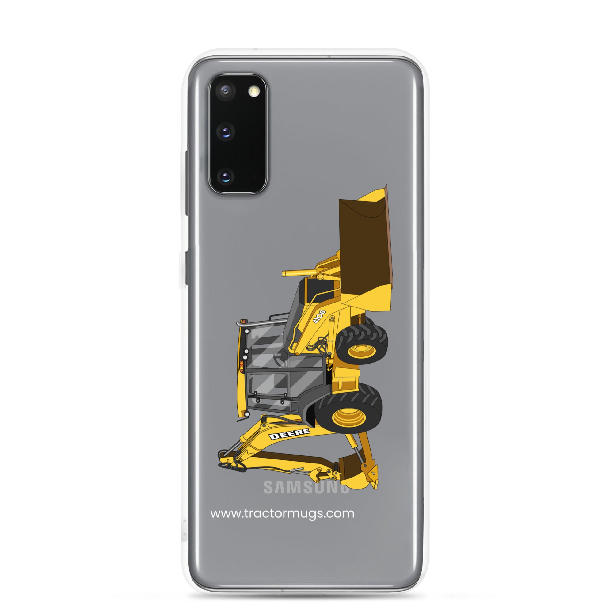 The Tractor Mugs Store Samsung Galaxy S20 John Deere 410G Backhoe | Clear Case for Samsung® Quality Farmers Merch