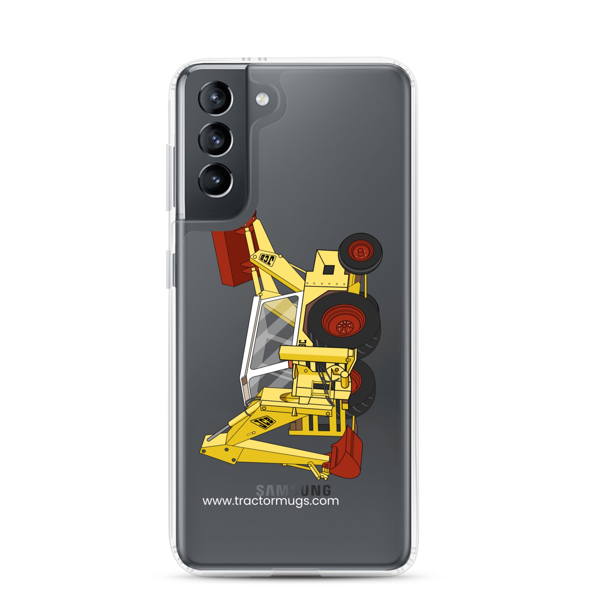 The Tractor Mugs Store Samsung Galaxy S21 JCB 3C II Backhoe | Clear Case for Samsung® Quality Farmers Merch