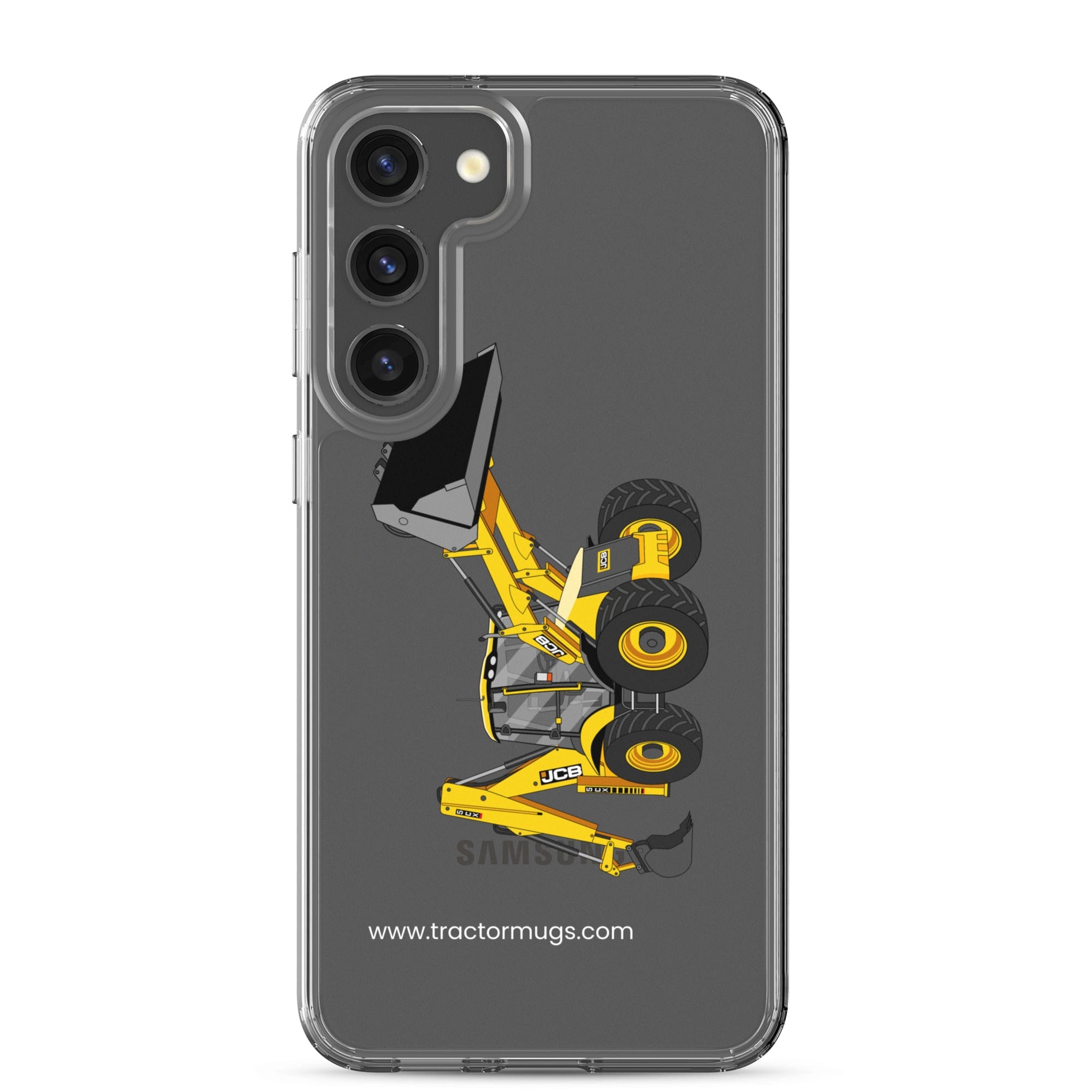 The Tractor Mugs Store Samsung Galaxy S23 Plus JCB 5CX Backhoe | Clear Case for Samsung® Quality Farmers Merch