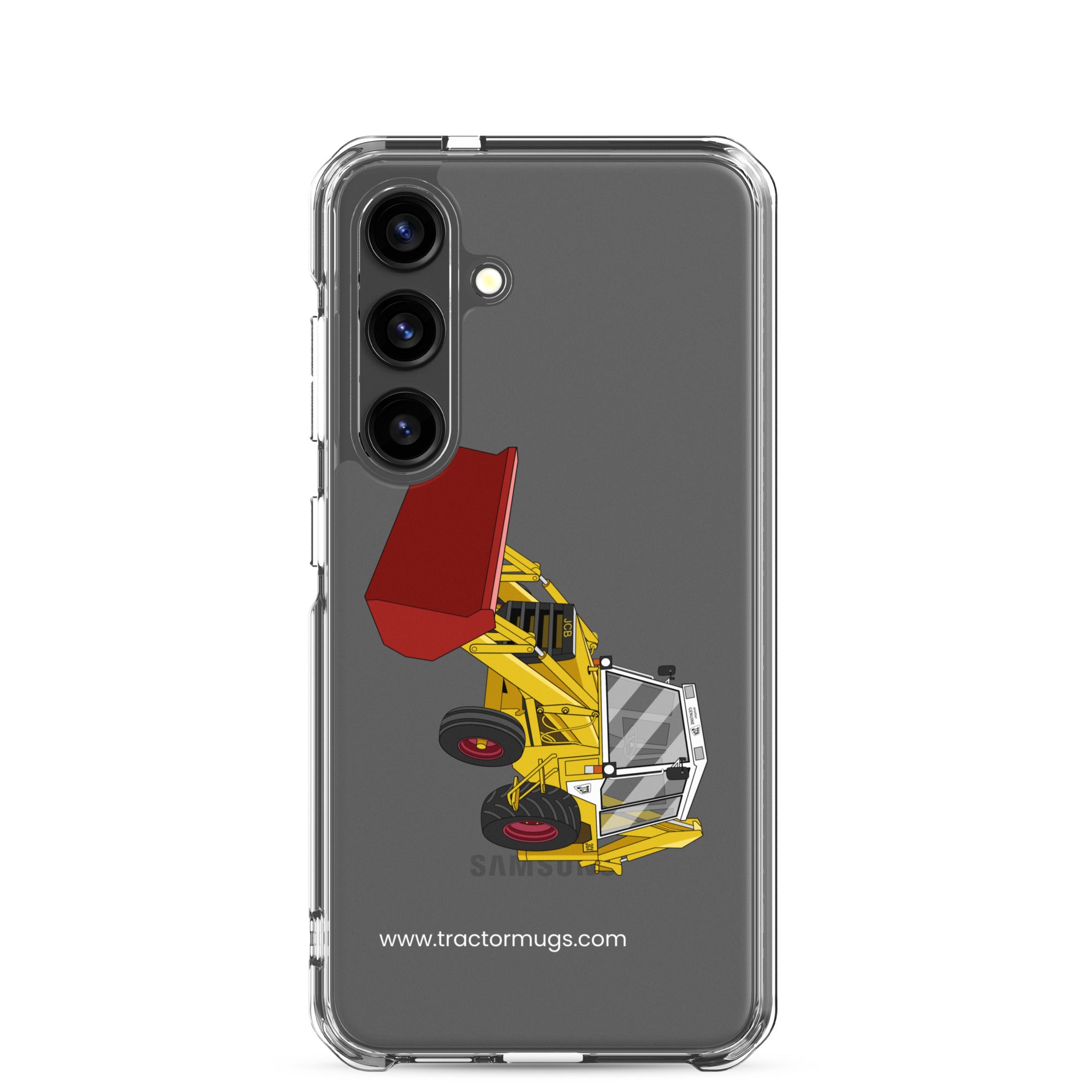 The Tractor Mugs Store Samsung Galaxy S24 JCB 3CX White Cabin 2WD | Clear Case for Samsung® Quality Farmers Merch
