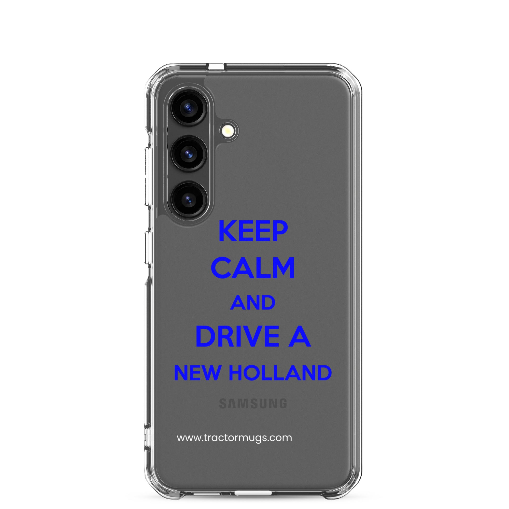 The Tractor Mugs Store Samsung Galaxy S24 Keep Calm New Holland | Clear Case for Samsung® Quality Farmers Merch