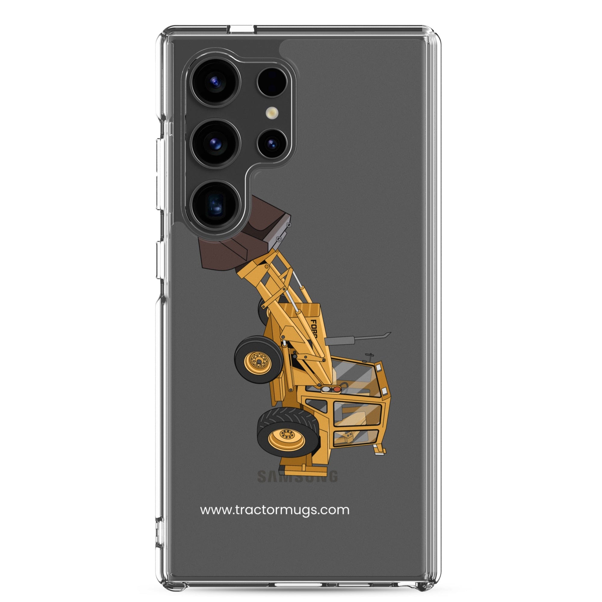 The Tractor Mugs Store Samsung Galaxy S24 Ultra Ford 550 Backhoe | Clear Case for Samsung® Quality Farmers Merch