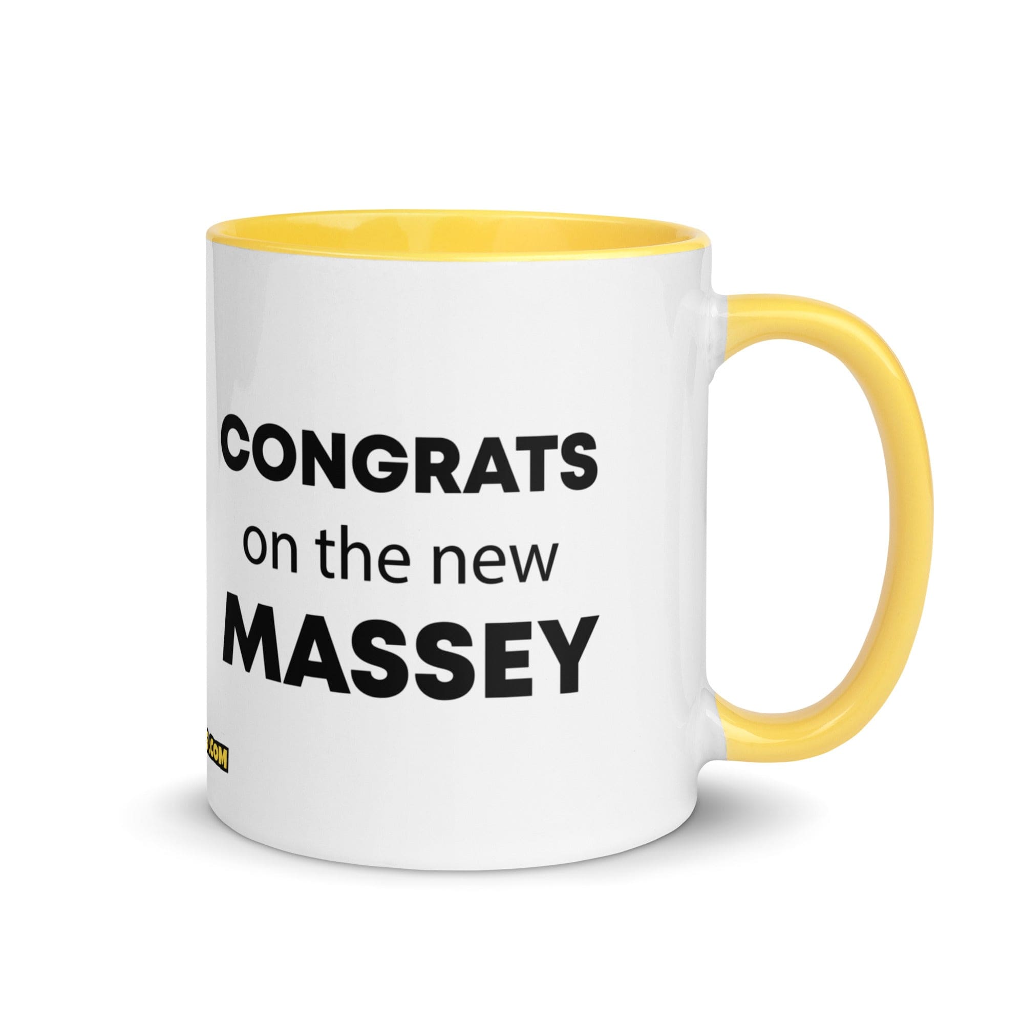 The Tractor Mugs Store Yellow Congrats On The New Massey | Mug with Color Inside Quality Farmers Merch
