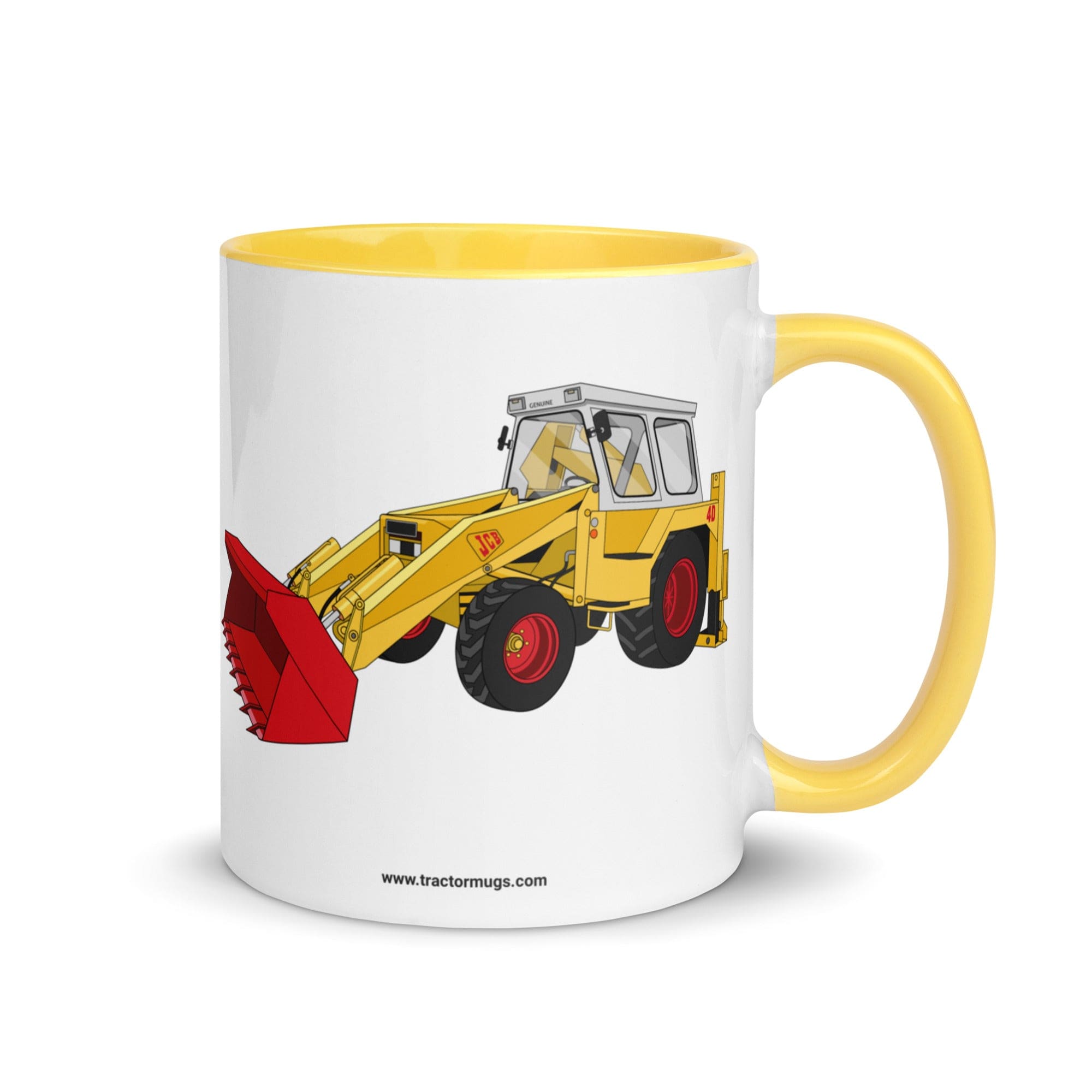 The Tractor Mugs Store Yellow JCB 4D Backhoe | Mug with Color Inside Quality Farmers Merch