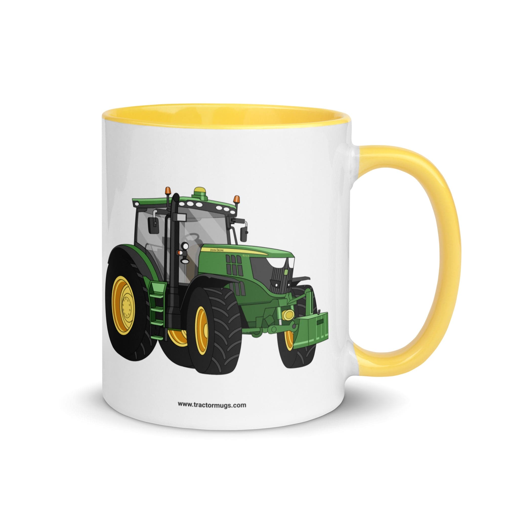 The Tractor Mugs Store Yellow John Deere 6210 R | Mug with Color Inside Quality Farmers Merch