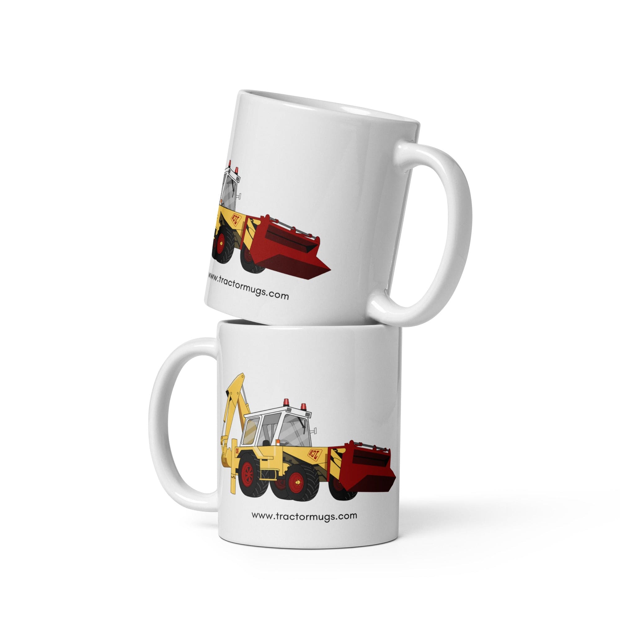 The Tractors Mugs Store 11 oz JCB 3D White glossy mug Quality Farmers Merch