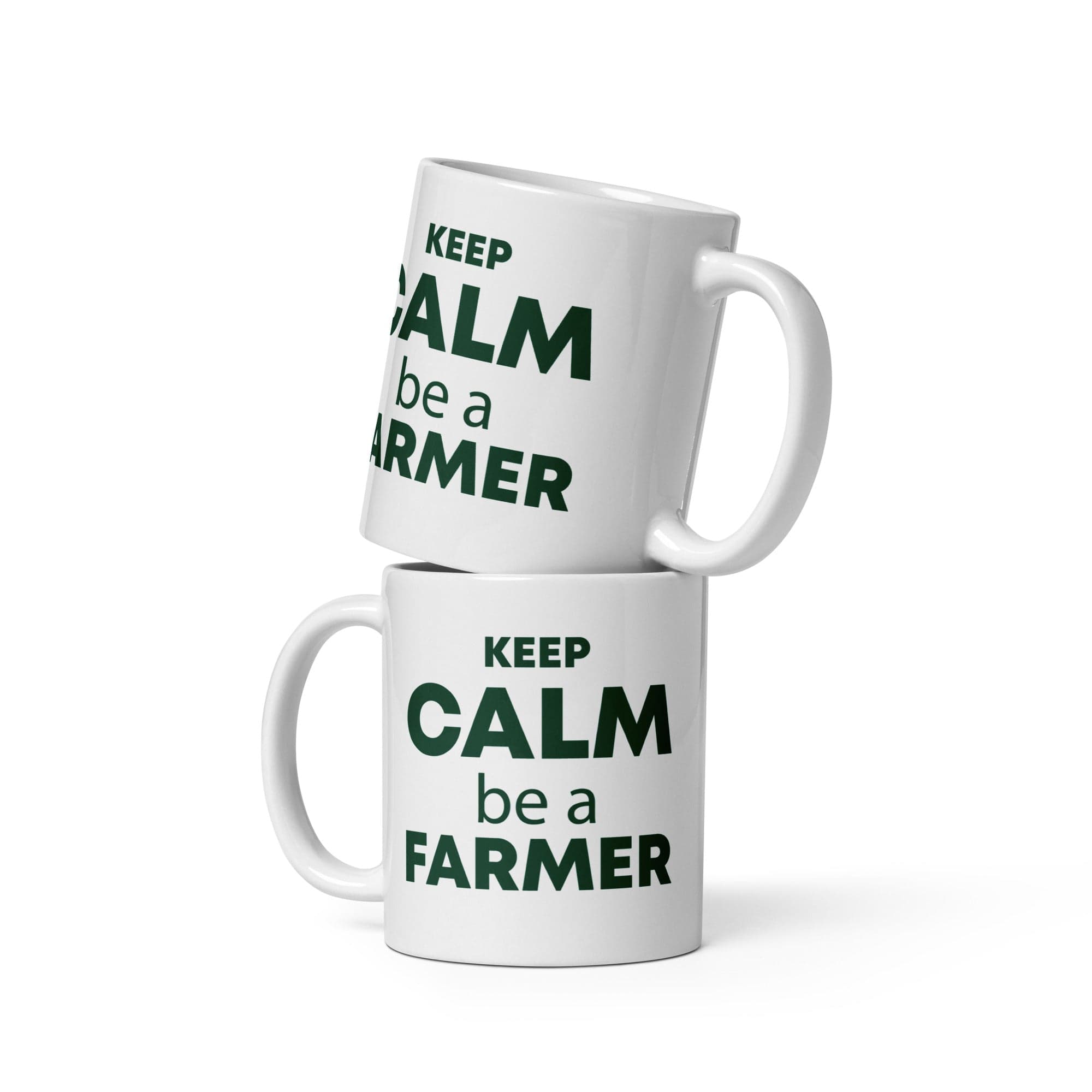 The Tractors Mugs Store 11 oz KEEP CALM be a FARMER White glossy mug Quality Farmers Merch
