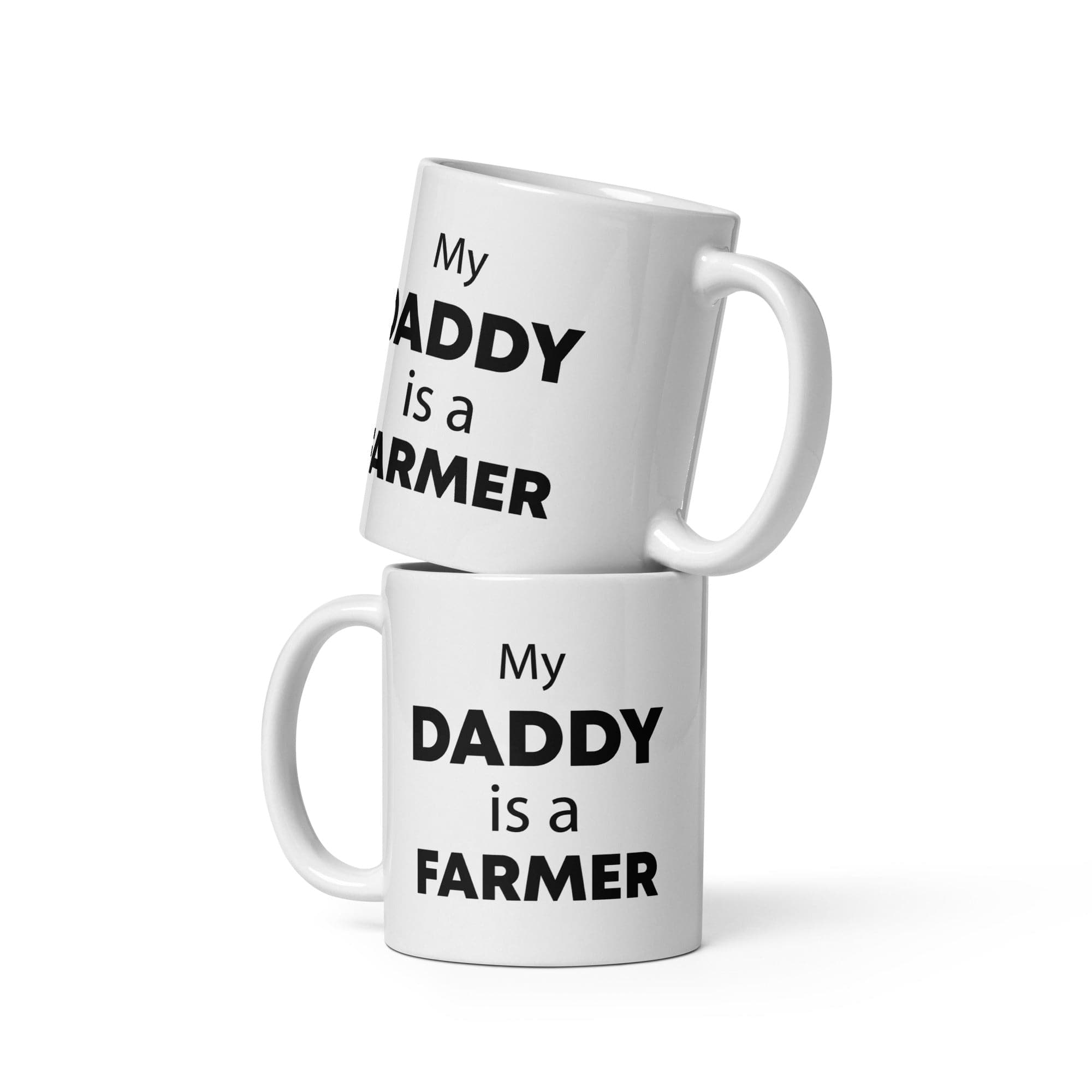 The Tractors Mugs Store 11 oz My Daddy is a Farmer White glossy mug Quality Farmers Merch