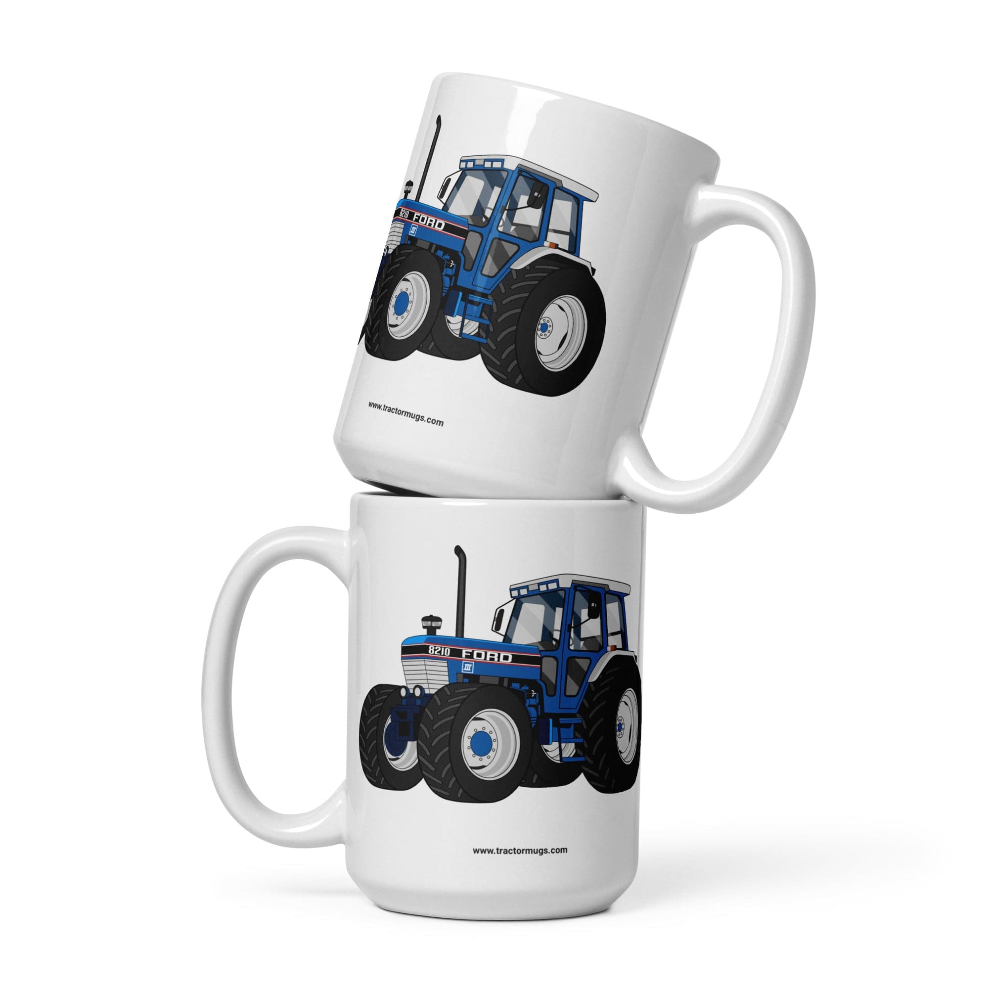 The Tractors Mugs Store 15 oz Ford 8210 4WD White glossy mug Quality Farmers Merch