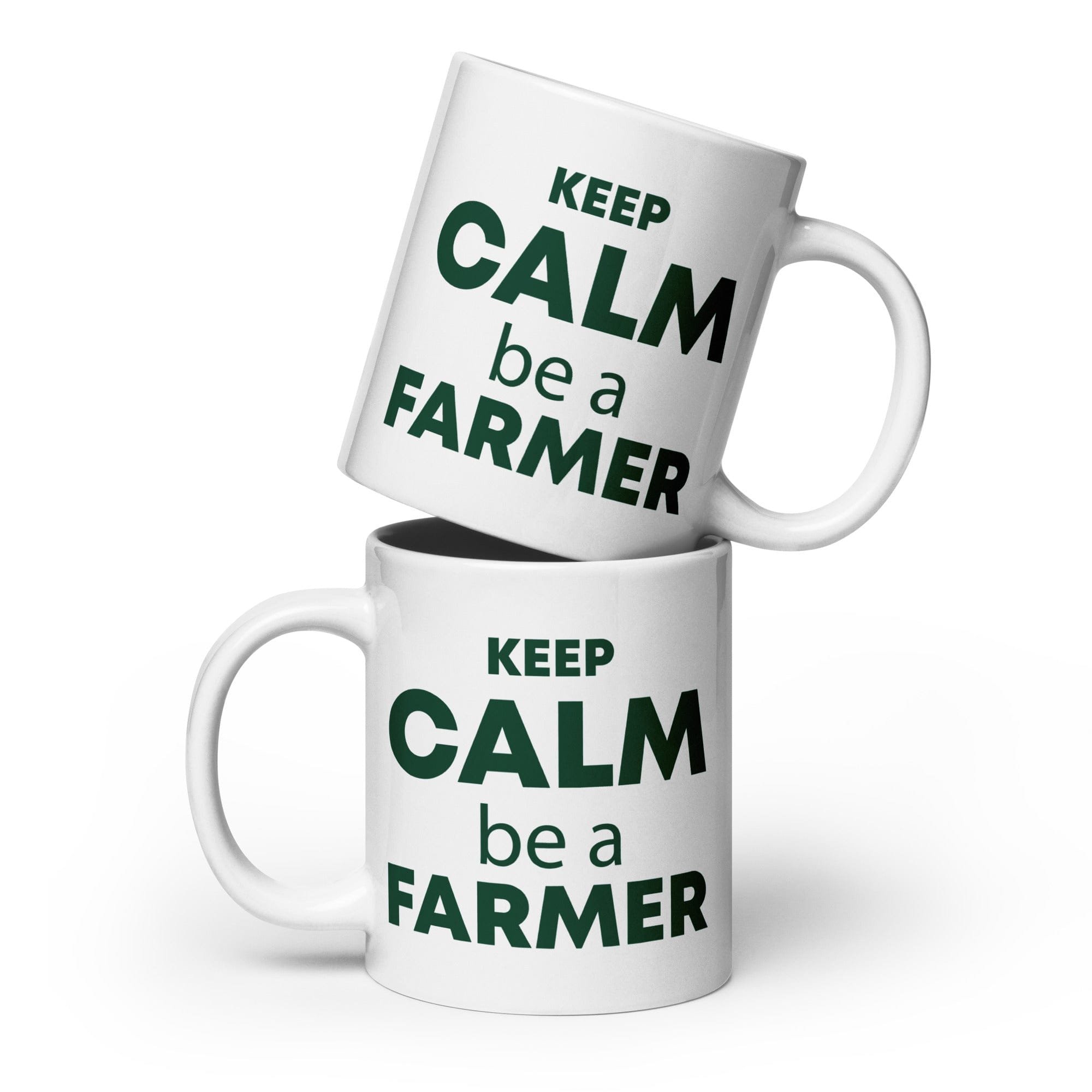 The Tractors Mugs Store 20 oz KEEP CALM be a FARMER White glossy mug Quality Farmers Merch