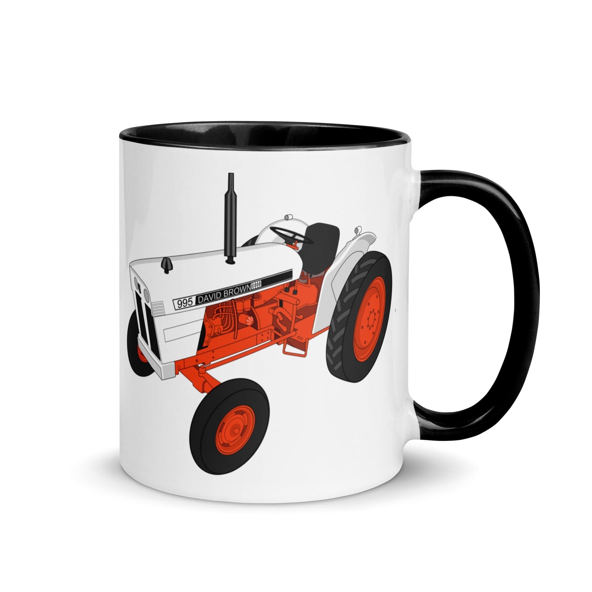 The Tractors Mugs Store Black Case David Brown 995 (1973) Mug with Color Inside Quality Farmers Merch