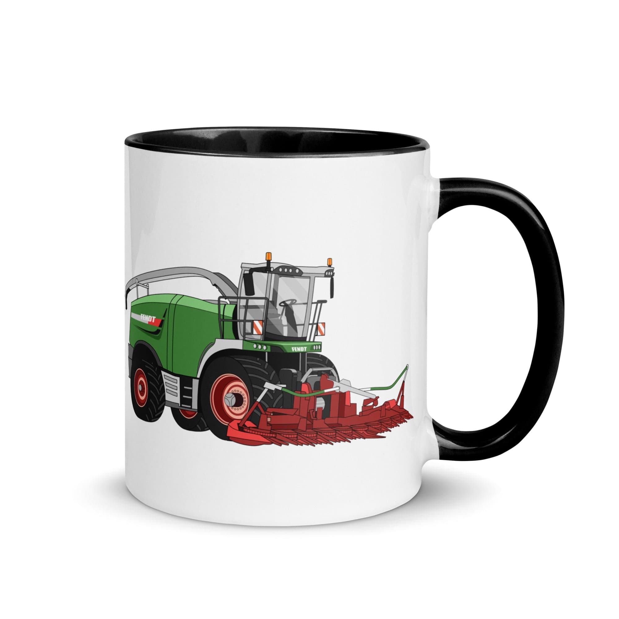 The Tractors Mugs Store Black Fendt Katana 85 Forage Harvester Mug with Color Inside Quality Farmers Merch