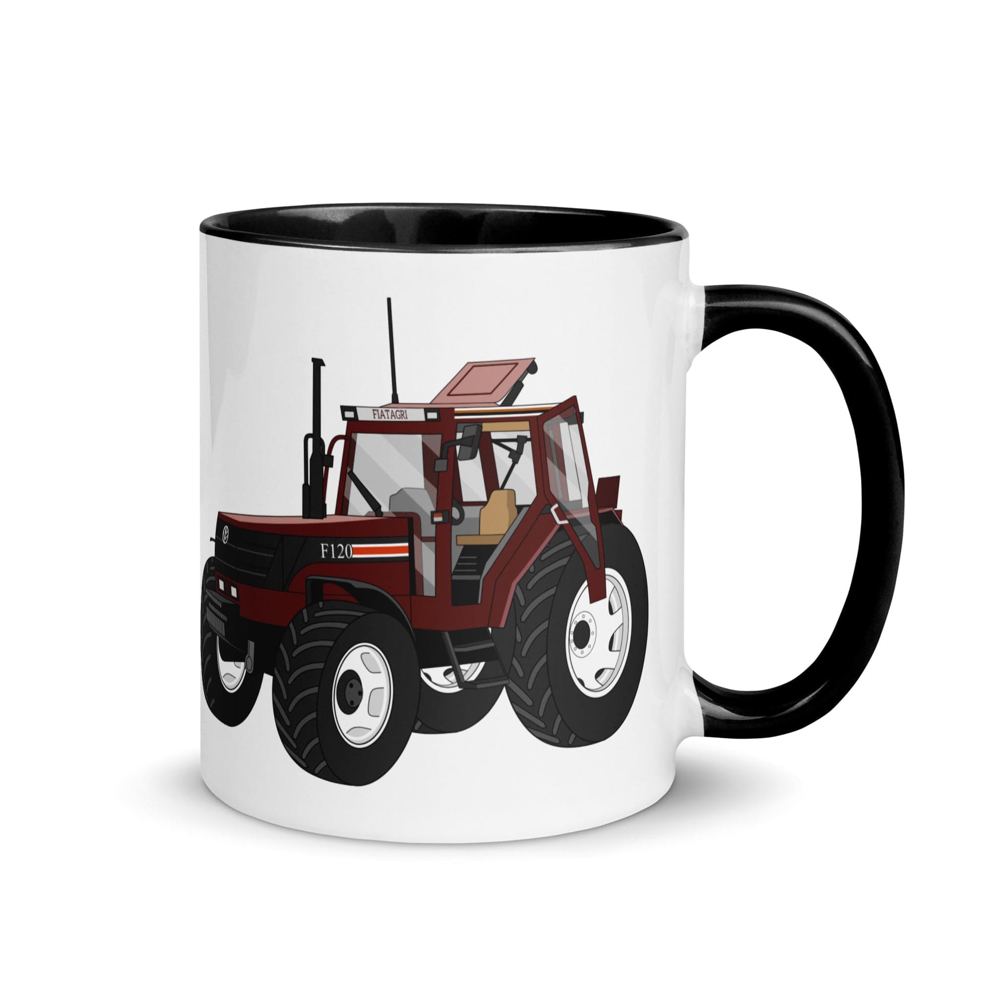 The Tractors Mugs Store Black Fiat F120 Winner Mug with Color Inside Quality Farmers Merch