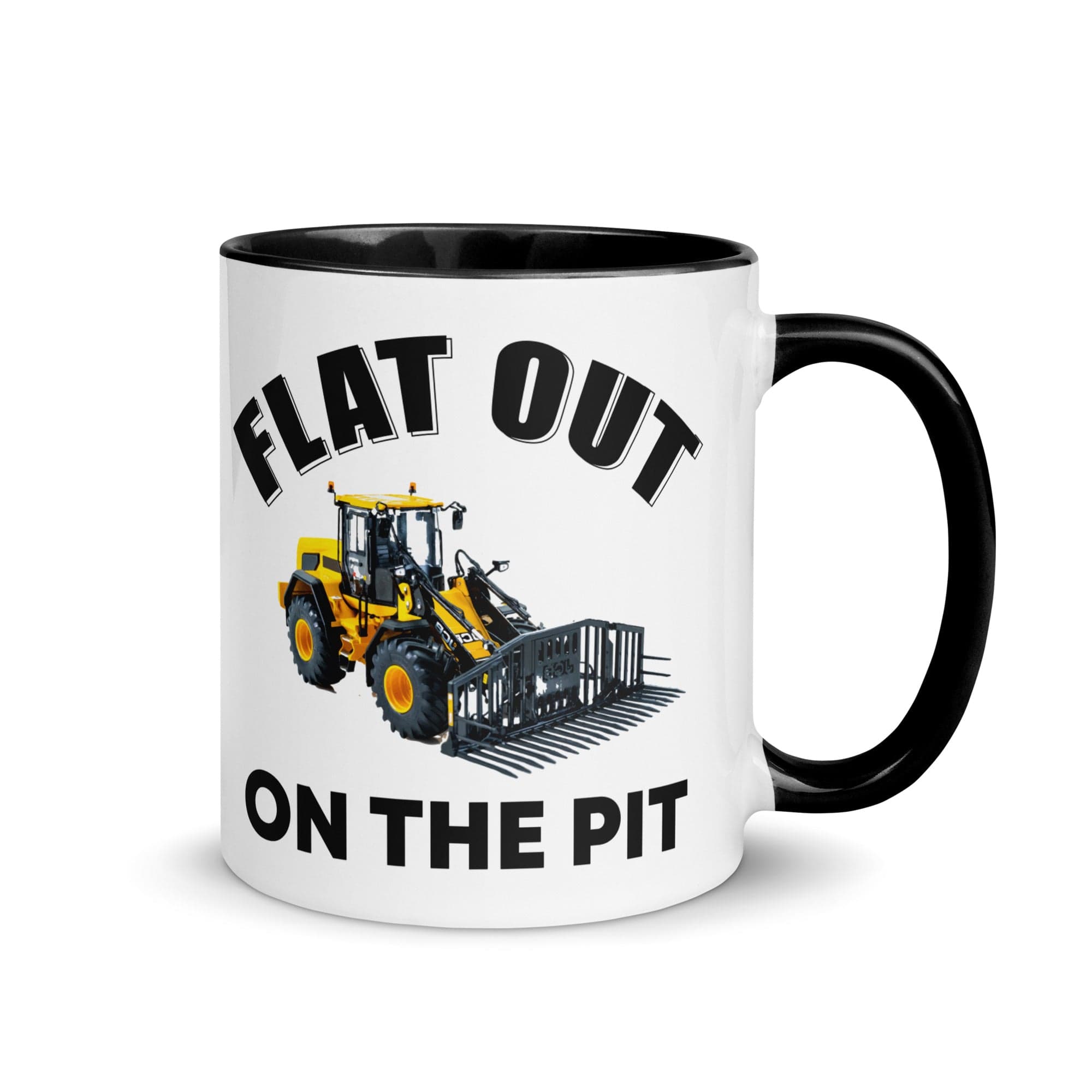 The Tractors Mugs Store Black Flat out on the Pit Mug with Color Inside Quality Farmers Merch
