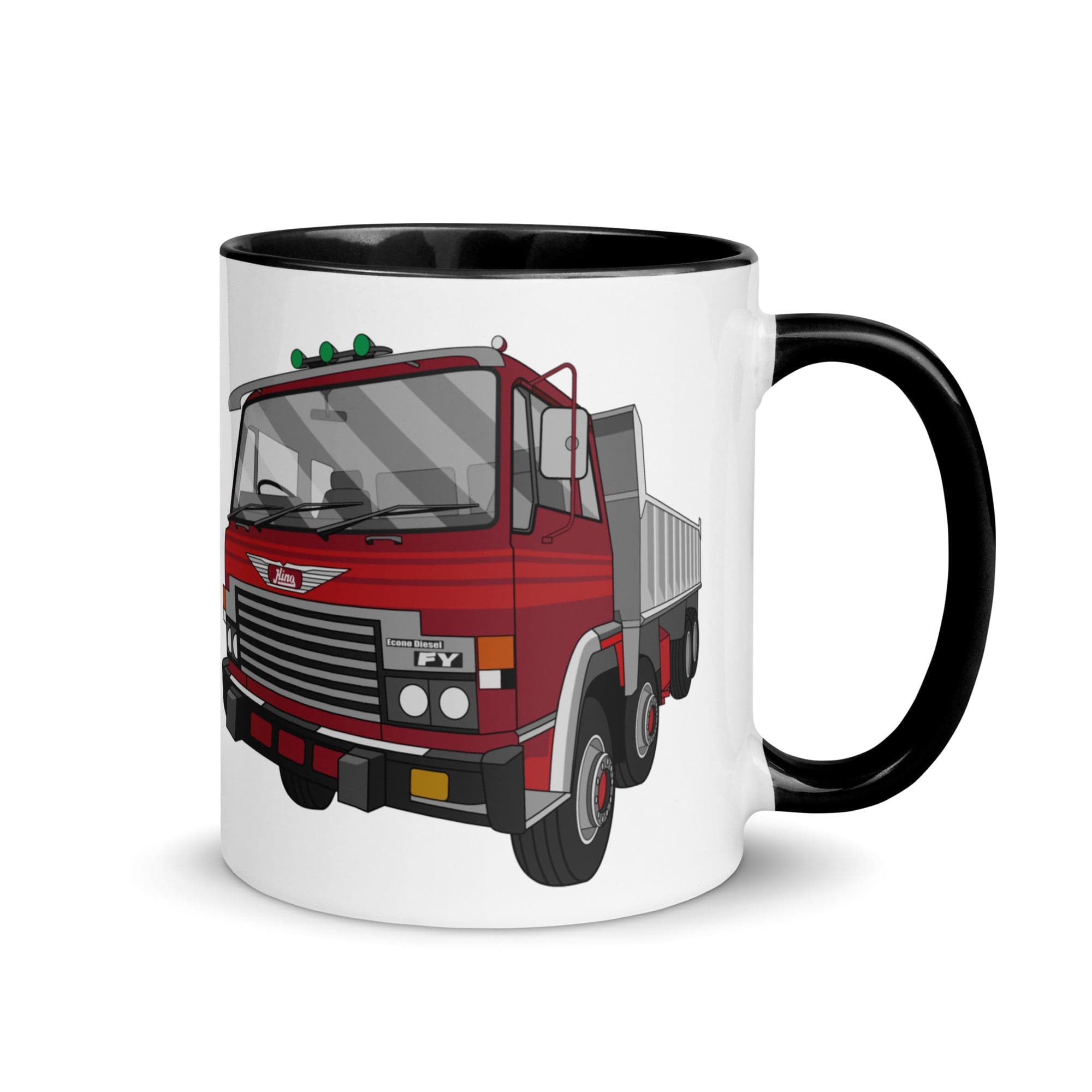 The Tractors Mugs Store Black Hino FY Tipper Mug with Color Inside Quality Farmers Merch
