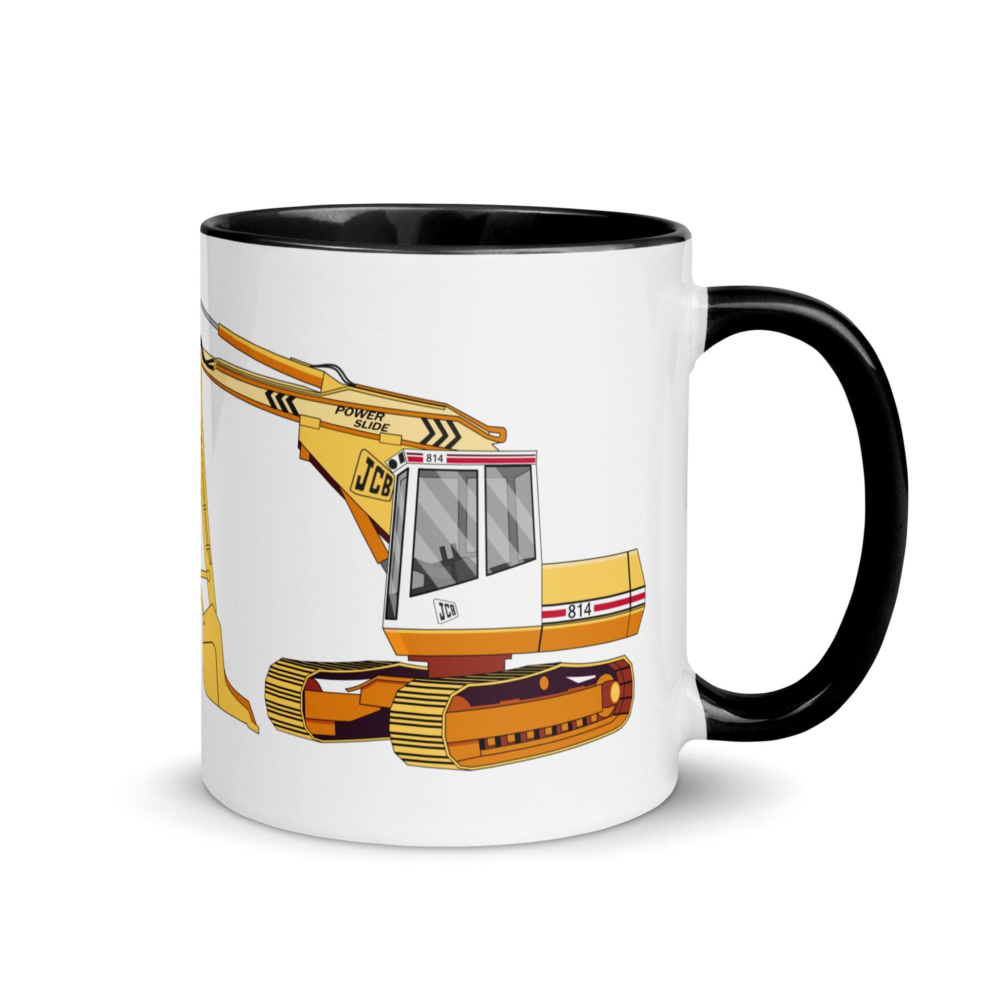 The Tractors Mugs Store Black JCB 814 Super Mug with Color Inside Quality Farmers Merch
