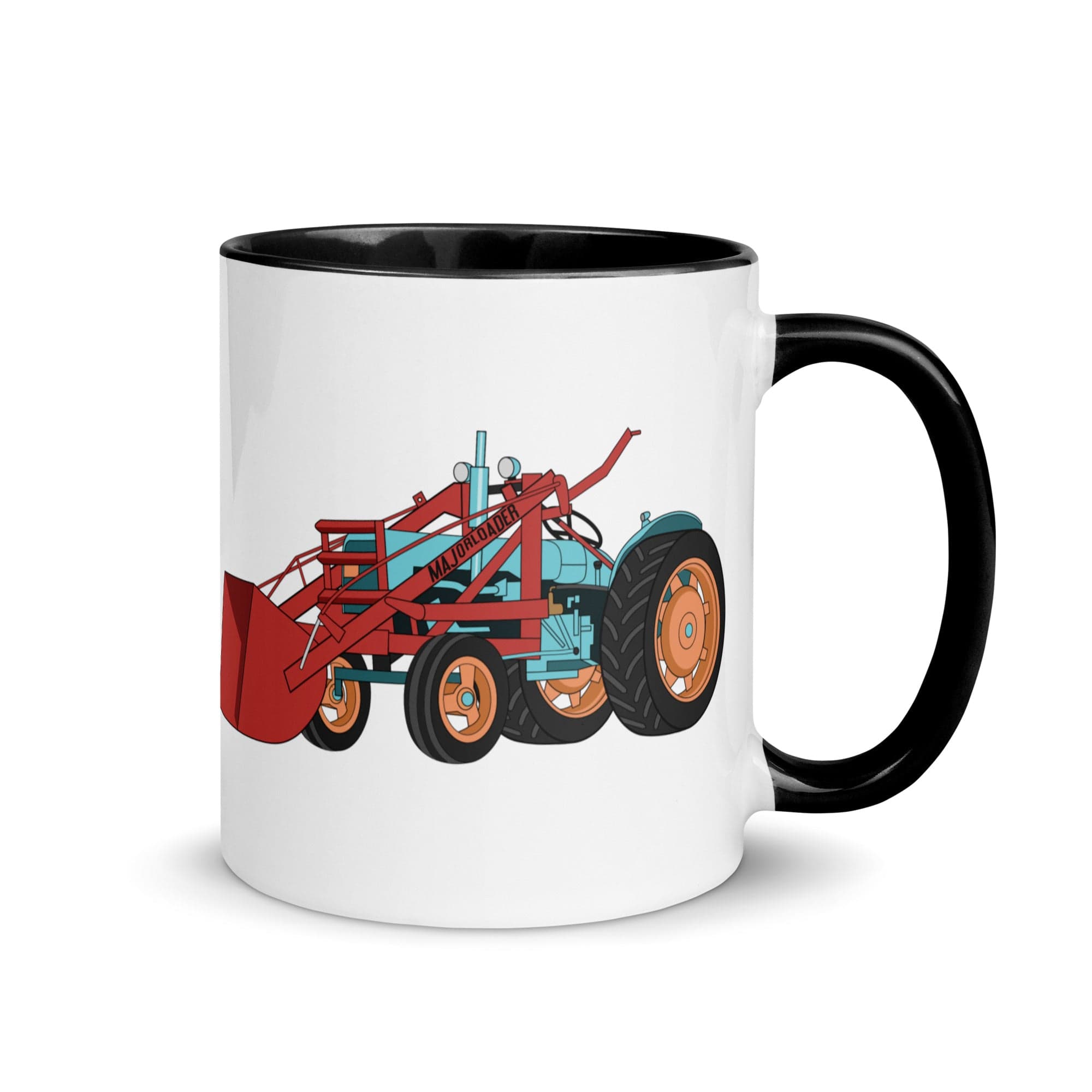 The Tractors Mugs Store Black JCB Major Loader Mug with Color Inside Quality Farmers Merch