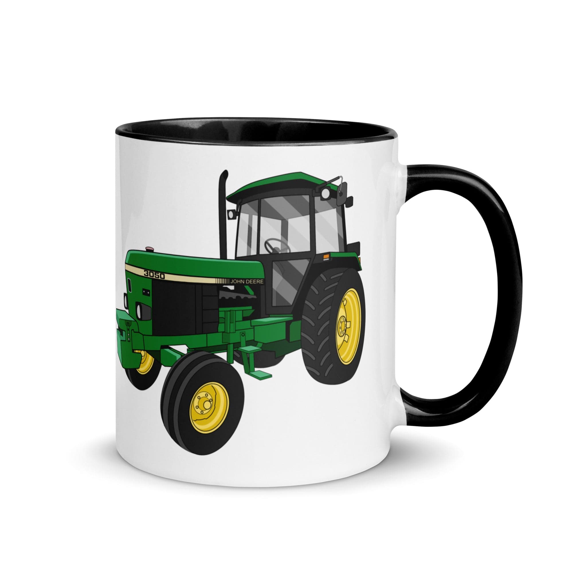 The Tractors Mugs Store Black John Deere 3050 2WD Mug with Color Inside Quality Farmers Merch
