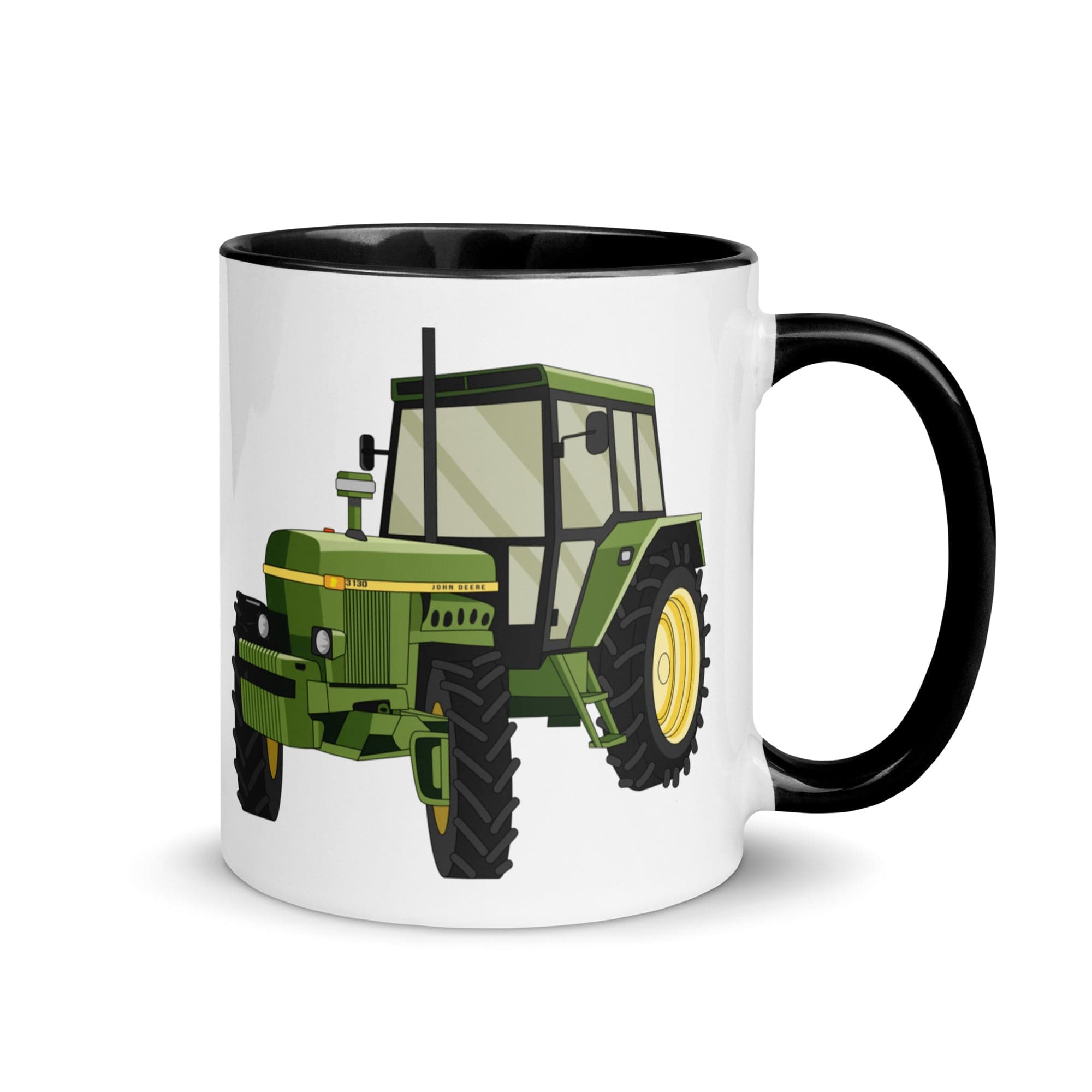 The Tractors Mugs Store Black John Deere 3130 Mug with Color Inside Quality Farmers Merch