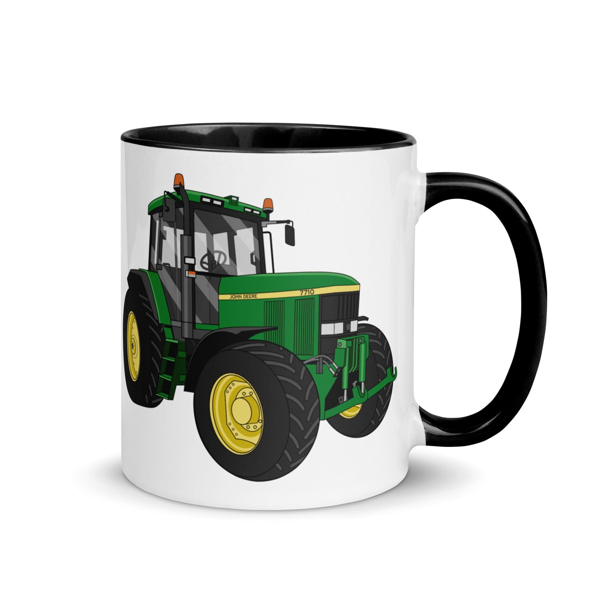 The Tractors Mugs Store Black John Deere 7710 Mug with Color Inside Quality Farmers Merch