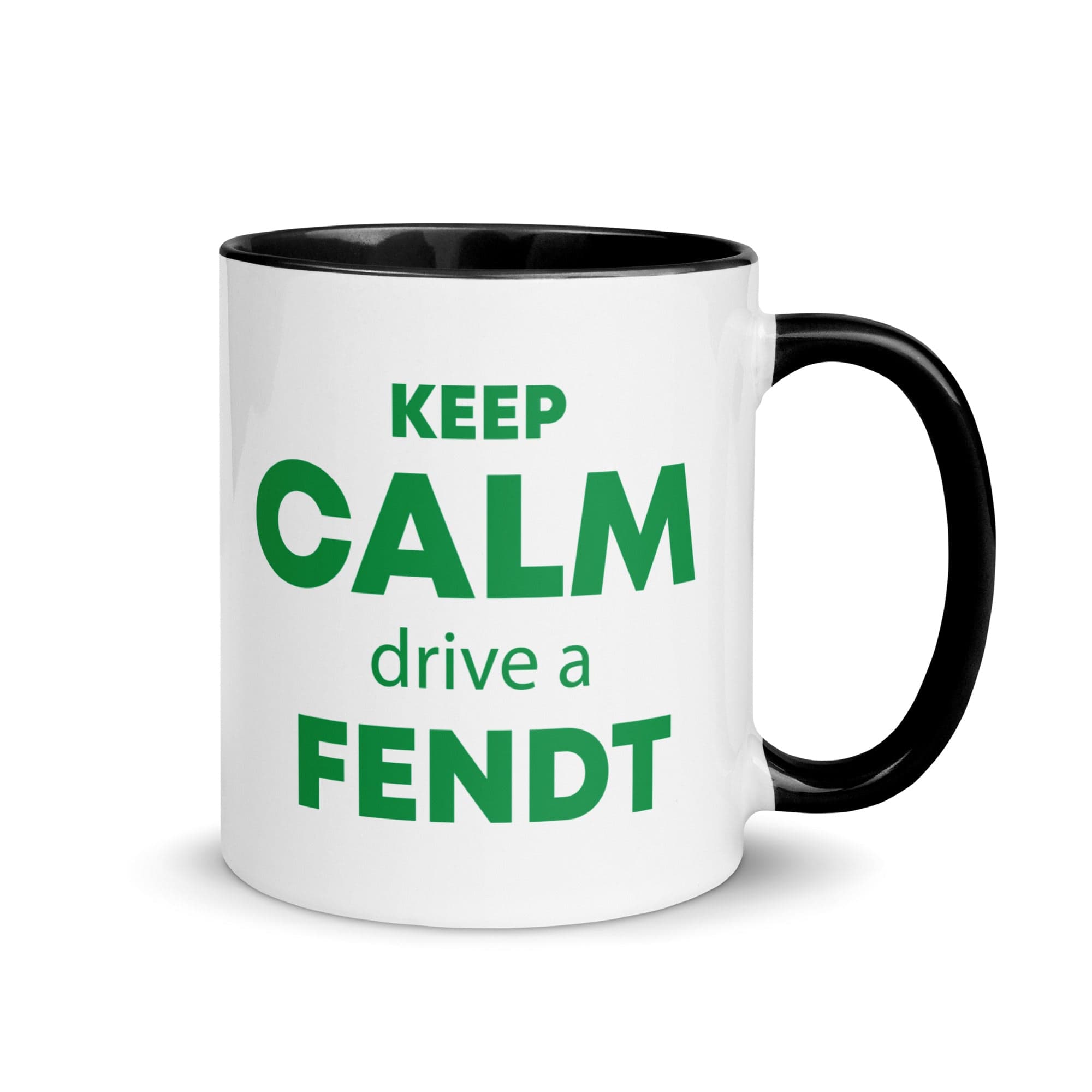 The Tractors Mugs Store Black KEEP CALM drive a FENDT Mug with Color Inside Quality Farmers Merch
