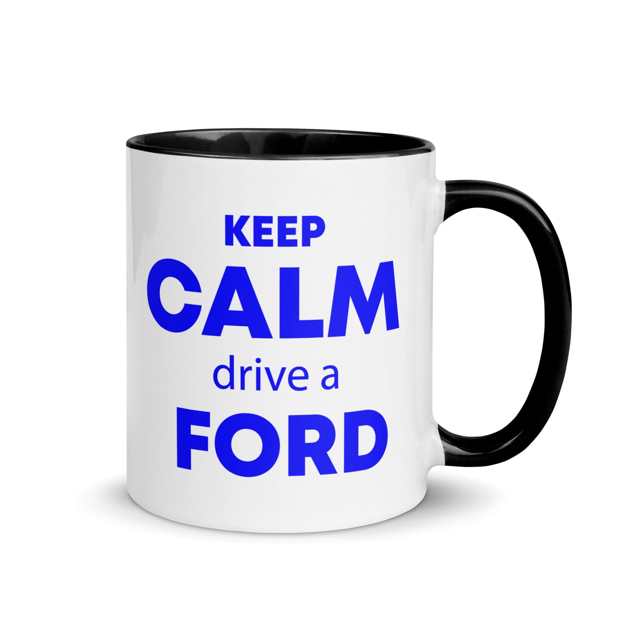 The Tractors Mugs Store Black KEEP CALM drive a FORD Mug with Color Inside Quality Farmers Merch