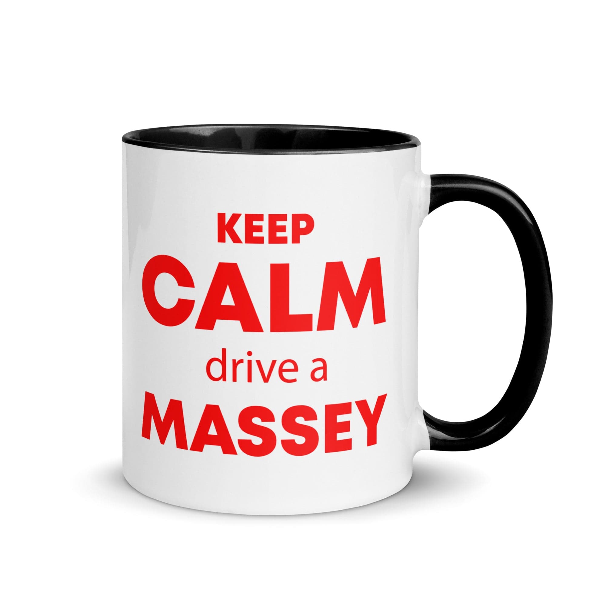 The Tractors Mugs Store Black KEEP CALM drive a MASSEY Mug with Color Inside Quality Farmers Merch