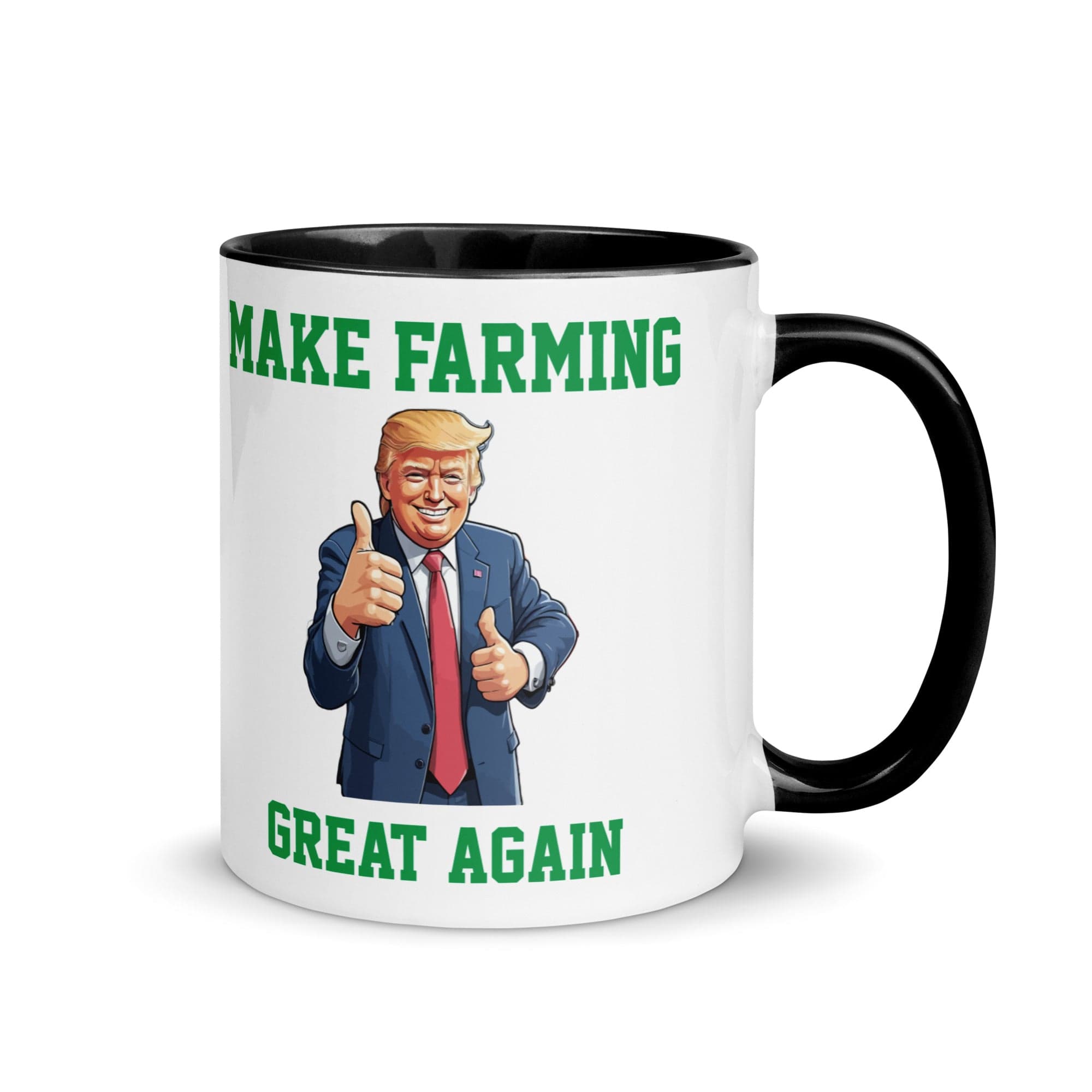 The Tractors Mugs Store Black Make Farming Great Again Mug with Color Inside Quality Farmers Merch