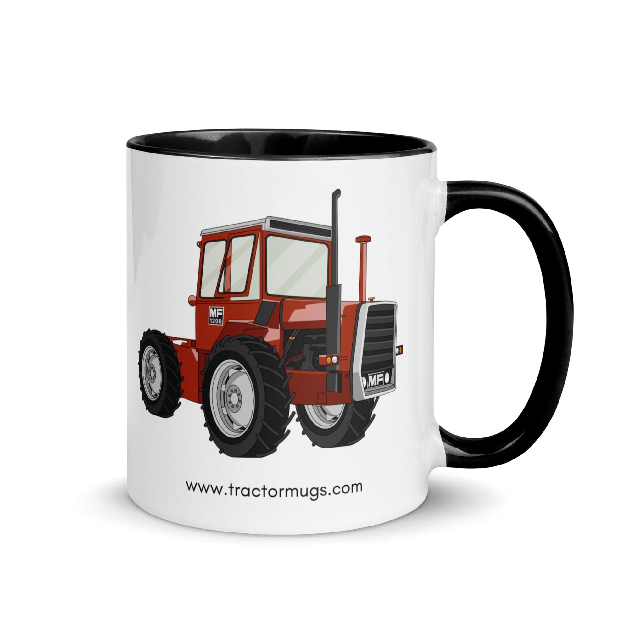 The Tractors Mugs Store Black Massey Ferguson 1200 | Mug with Color Inside Quality Farmers Merch