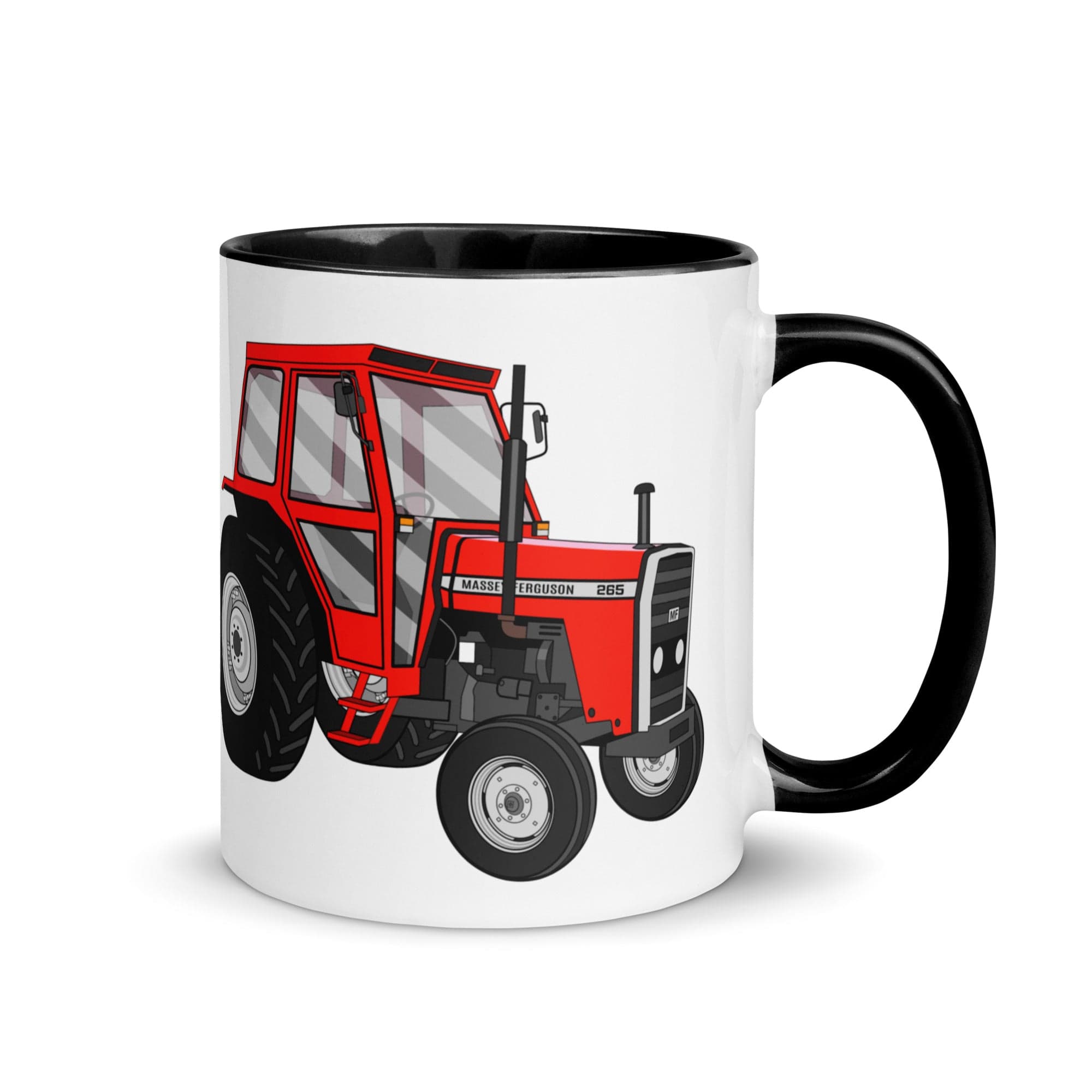 The Tractors Mugs Store Black Massey Ferguson 265 Mug with Color Inside Quality Farmers Merch