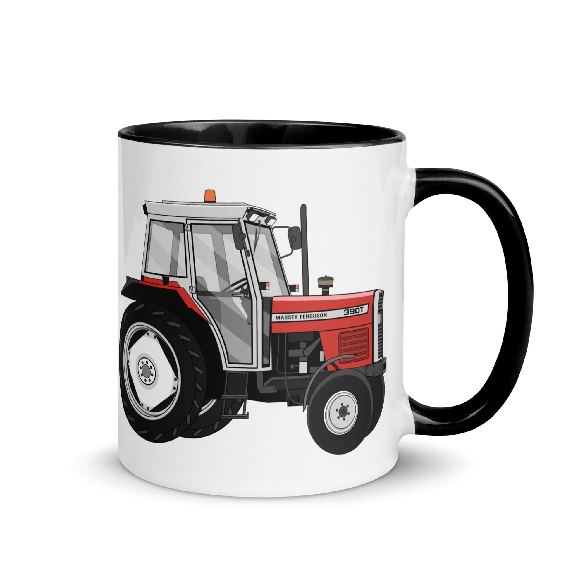 The Tractors Mugs Store Black Massey Ferguson 390T Mug with Color Inside Quality Farmers Merch