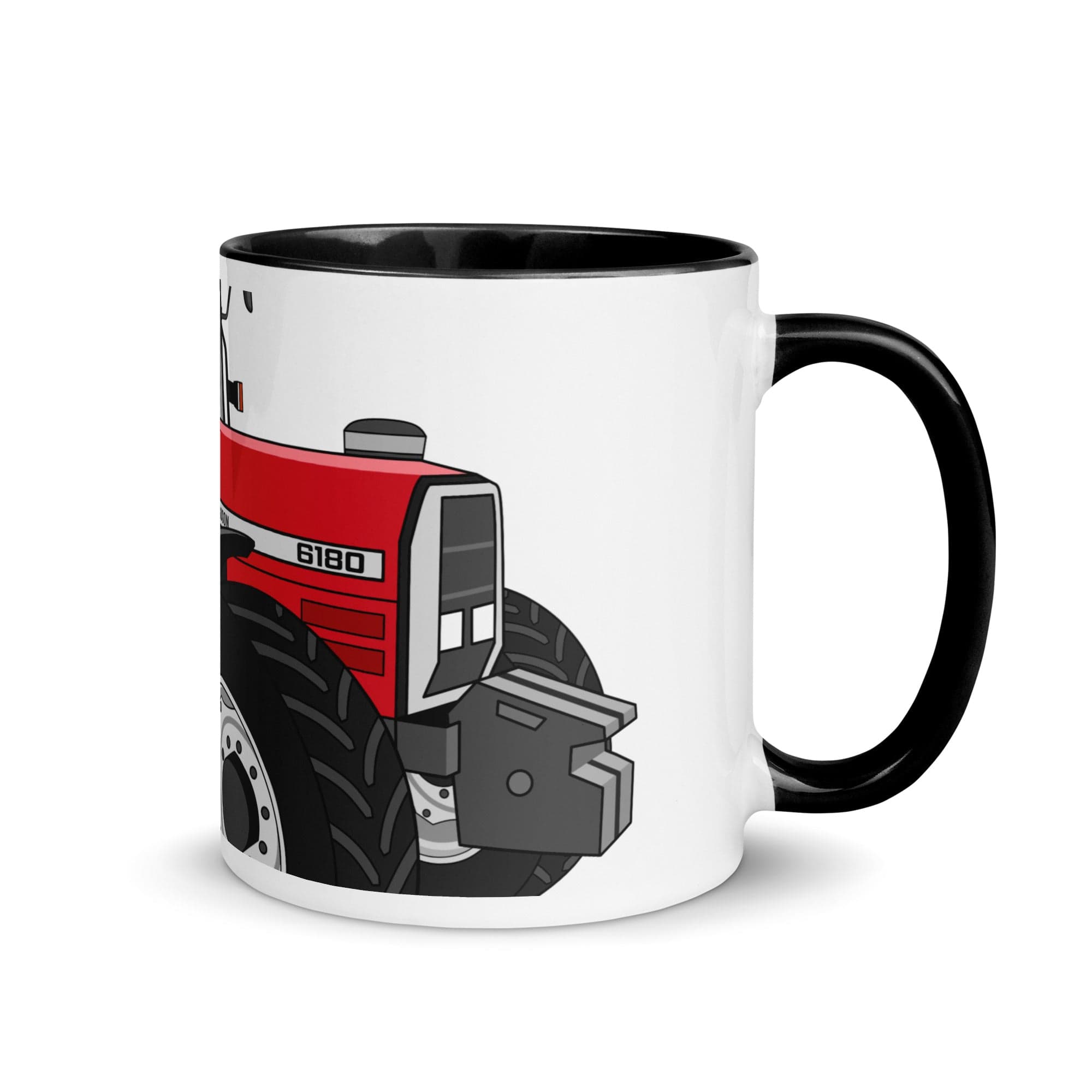 The Tractors Mugs Store Black Massey Ferguson 6180 2.0 Mug with Color Inside Quality Farmers Merch
