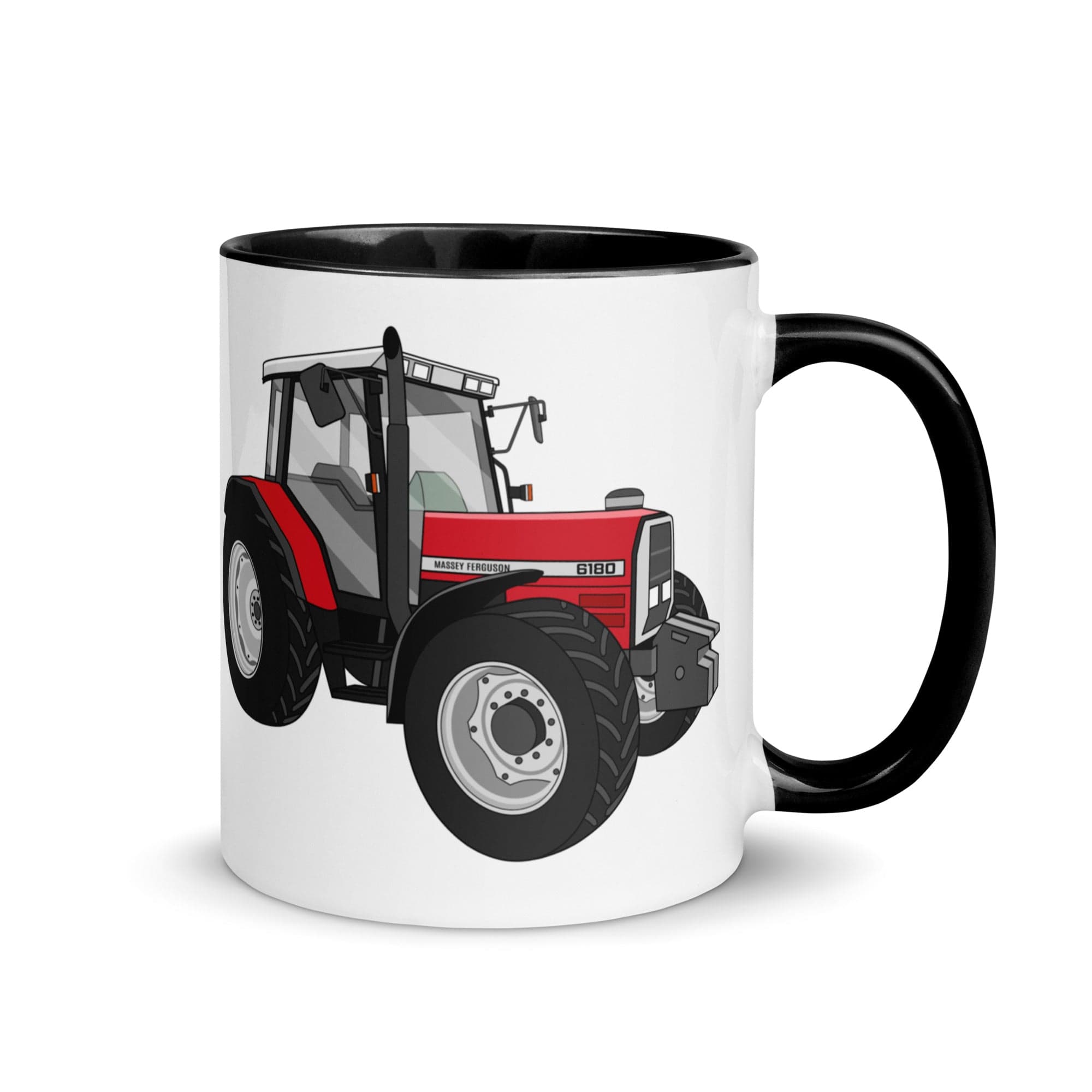 The Tractors Mugs Store Black Massey Ferguson 6180 Mug with Color Inside Quality Farmers Merch