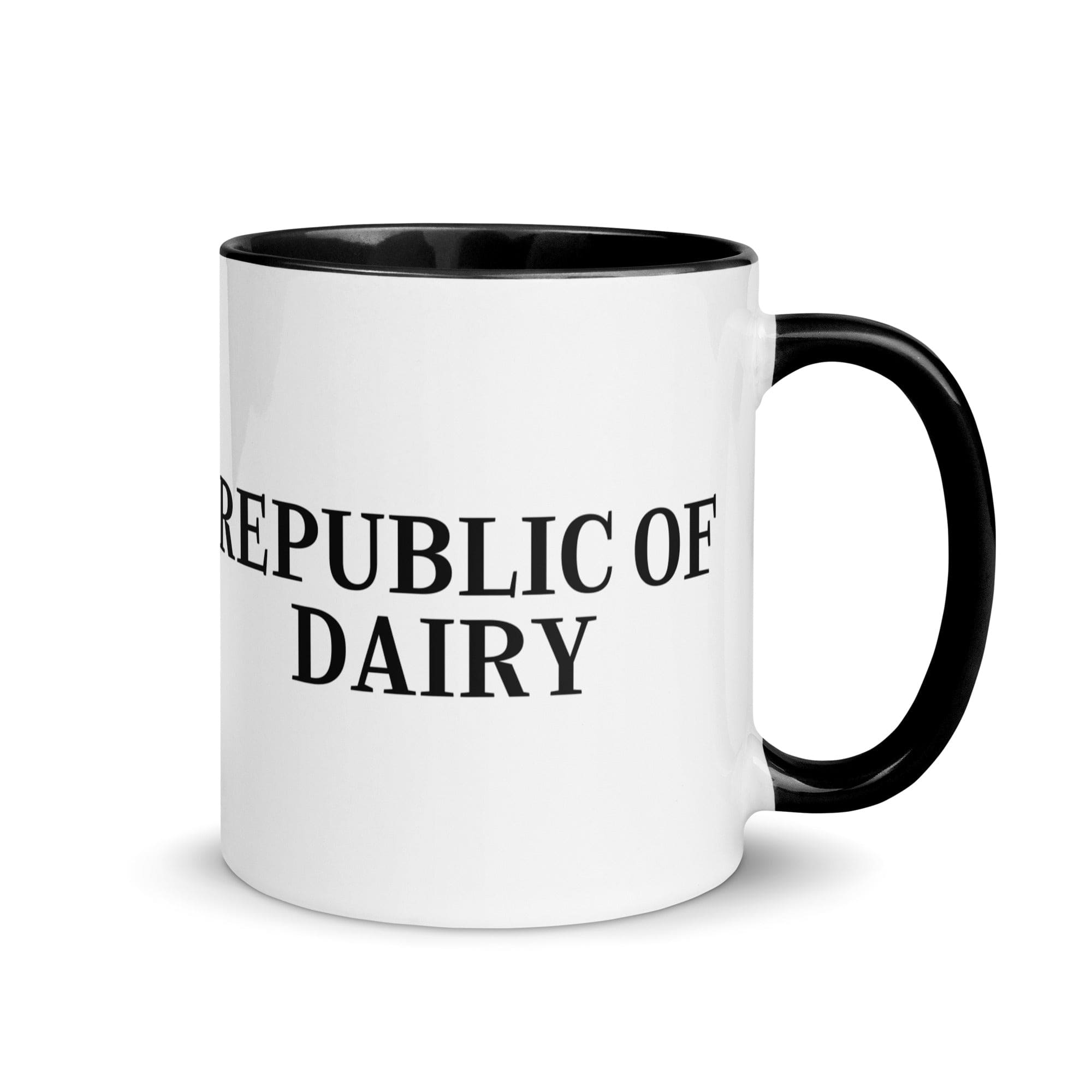 The Tractors Mugs Store Black Republic of Dairy Mug with Color Inside Quality Farmers Merch