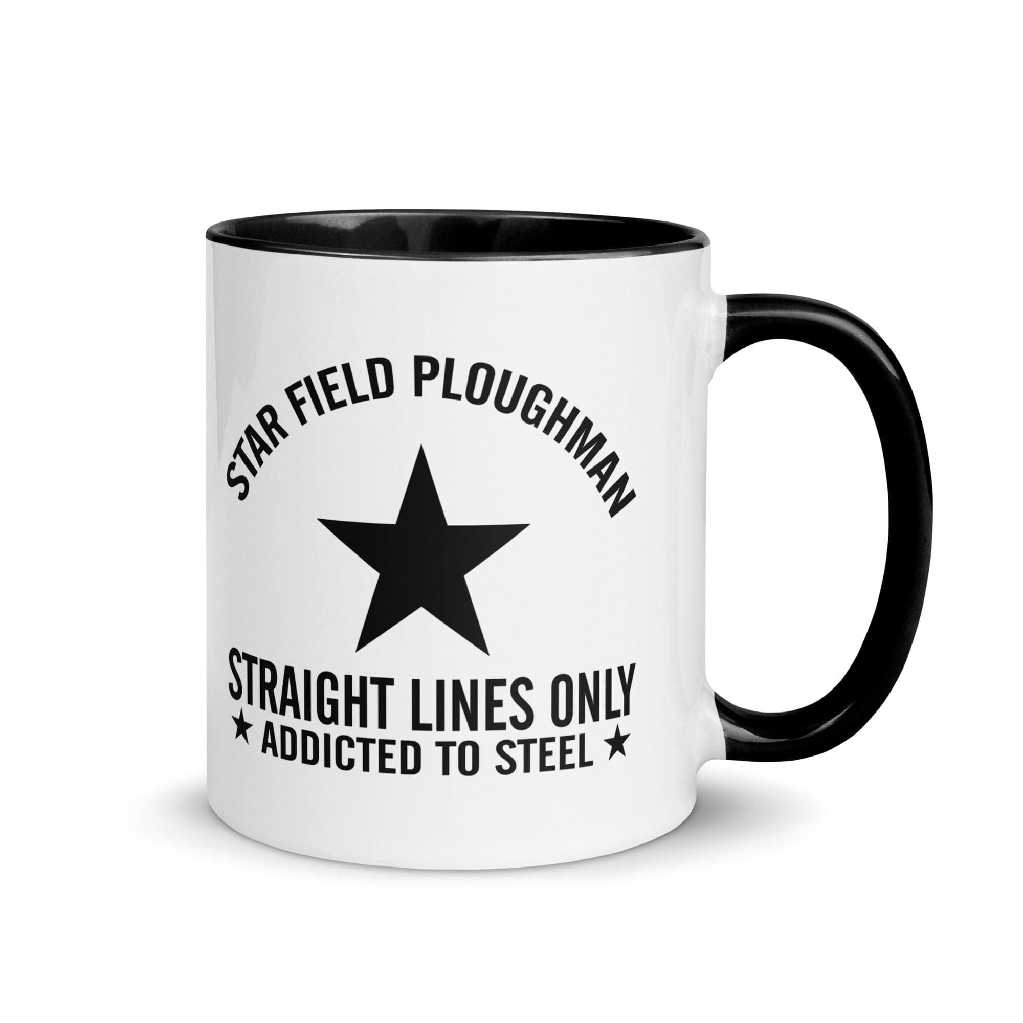 The Tractors Mugs Store Black Star Field Ploughman Mug with Color Inside Quality Farmers Merch