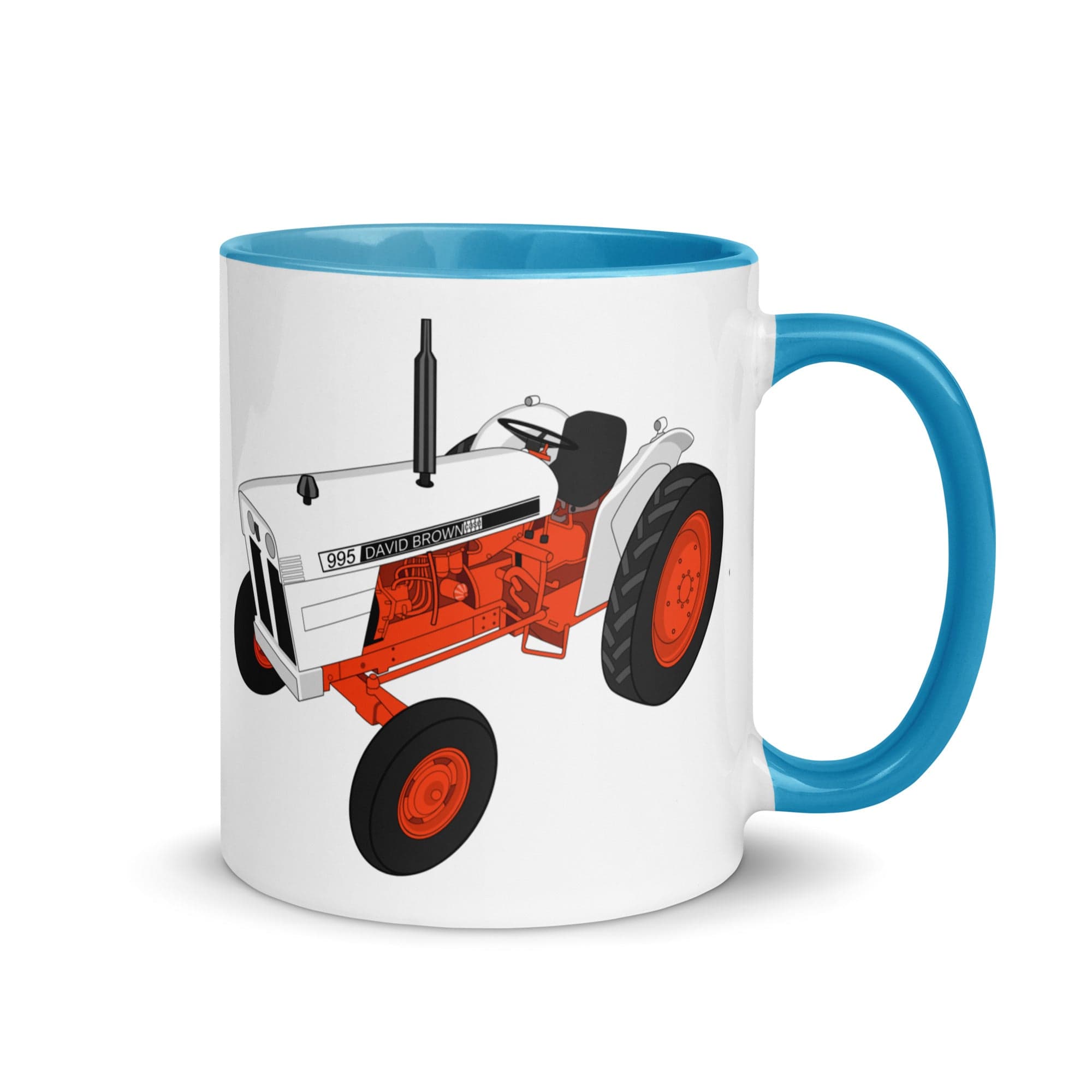 The Tractors Mugs Store Blue Case David Brown 995 (1973) Mug with Color Inside Quality Farmers Merch
