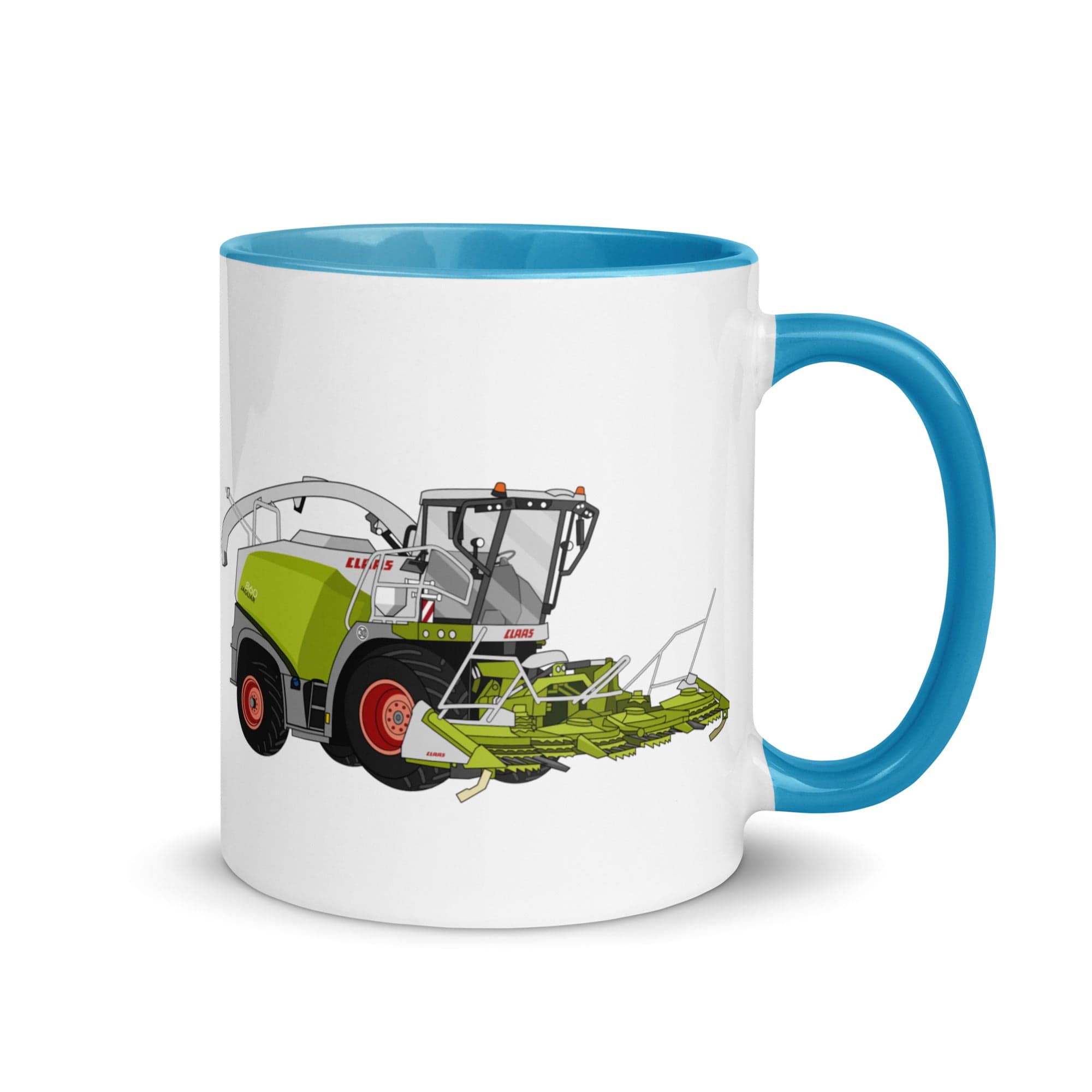 The Tractors Mugs Store Blue Class Jaguar 860 Forage Harvester Mug with Color Inside Quality Farmers Merch